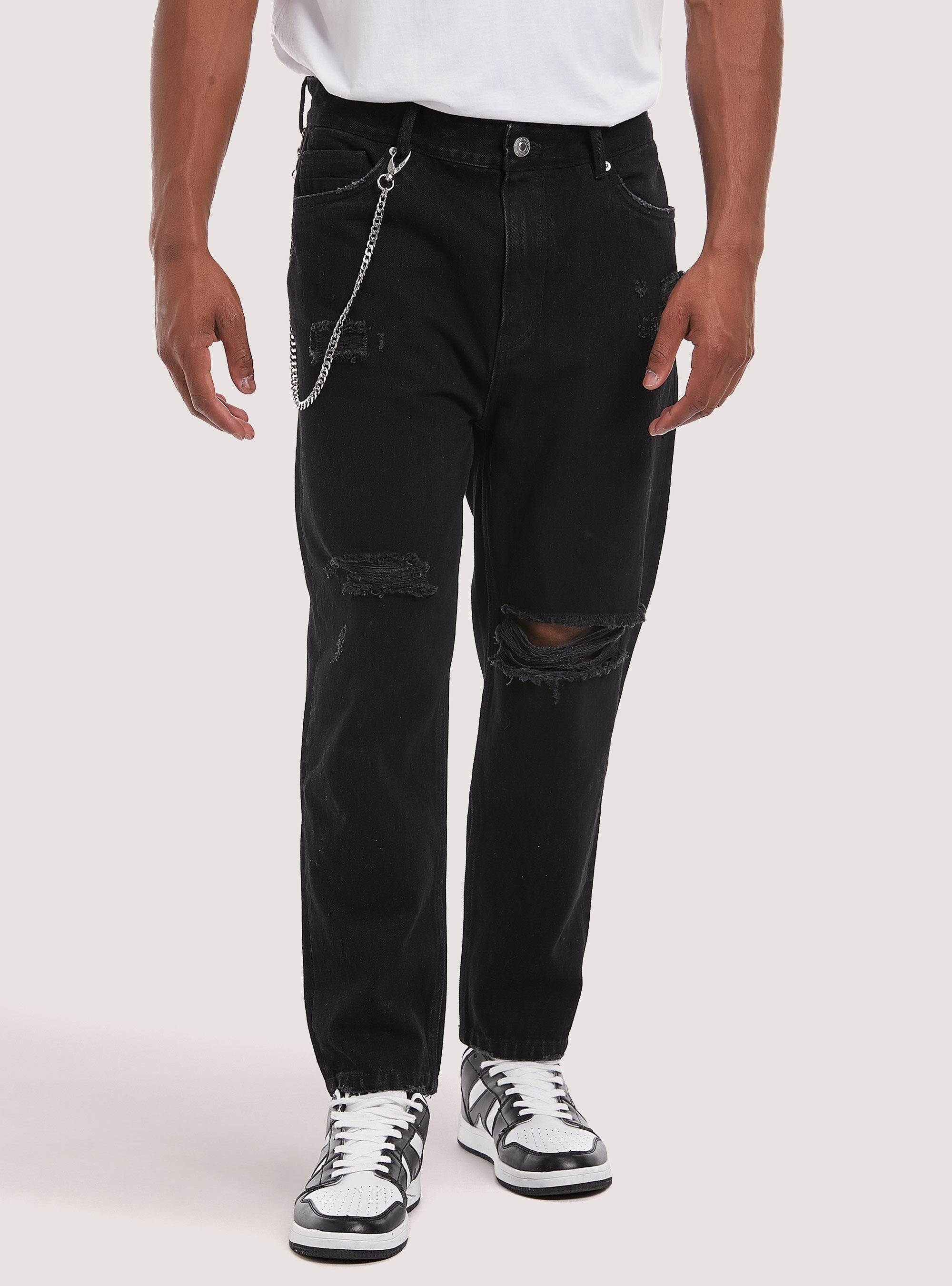 Jeans relax fit con catena