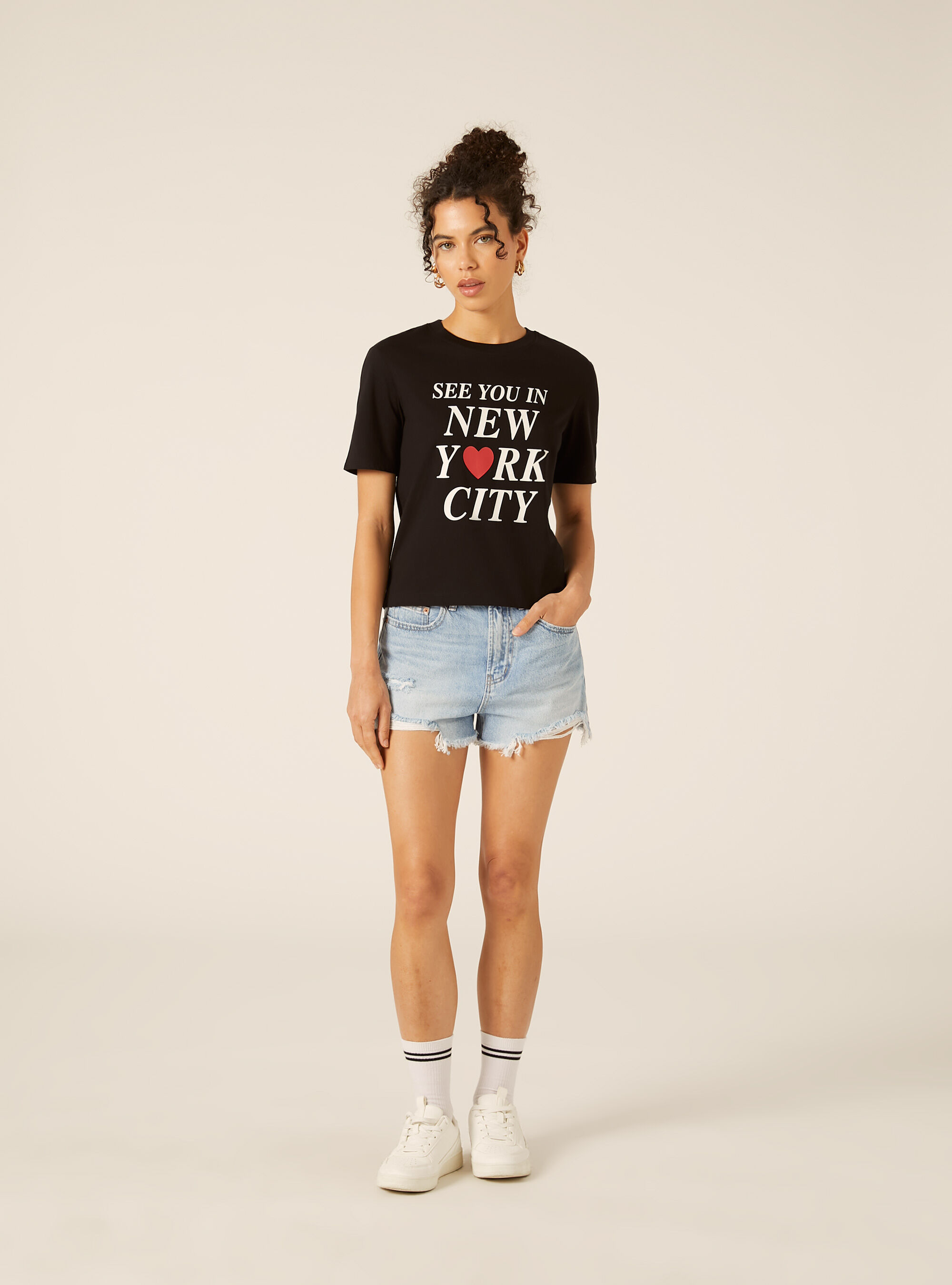 T-shirt regular con stampa i love ny