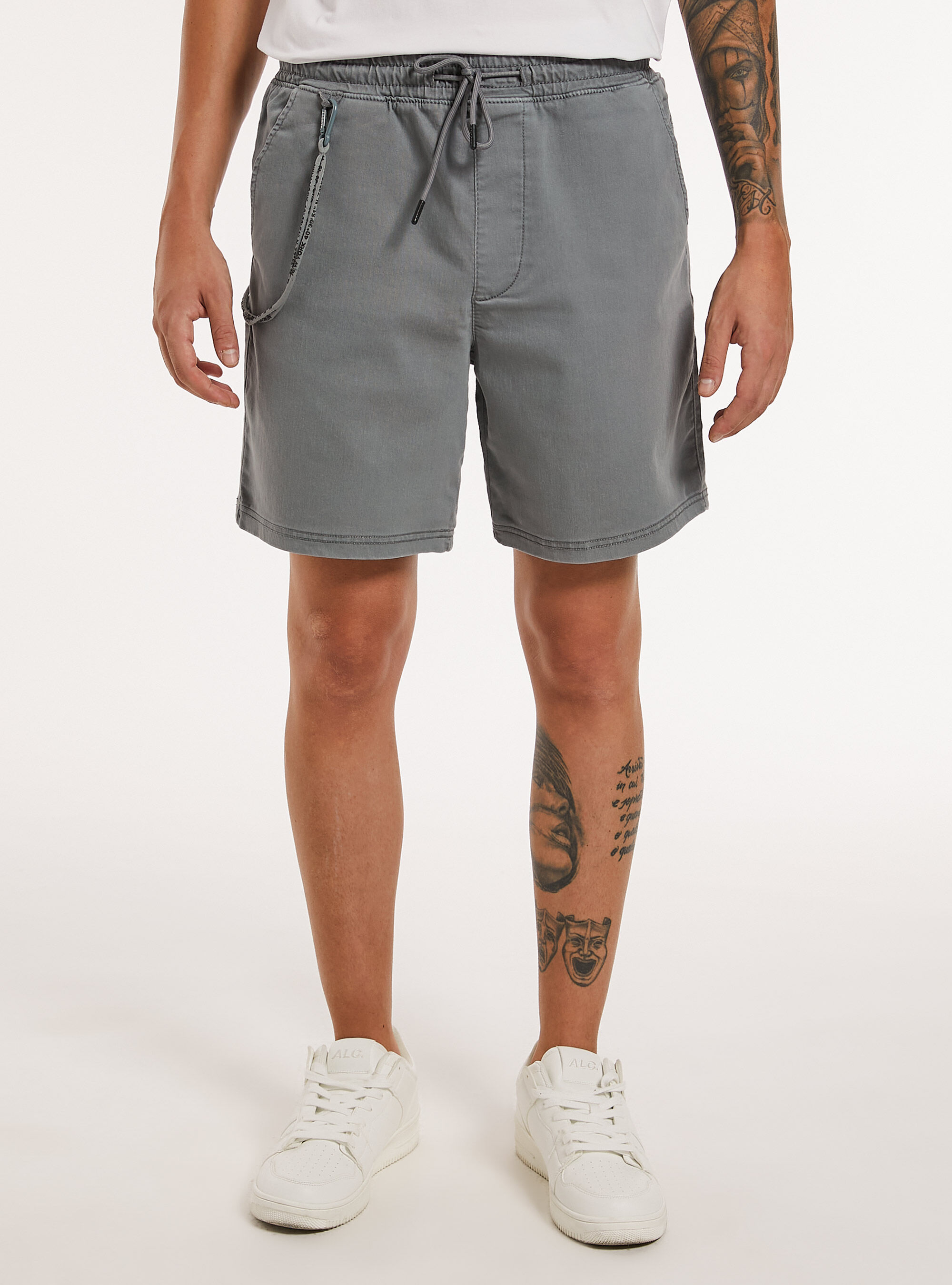 Cotton jogger bermuda shorts, BL2 BLUE MEDIUM