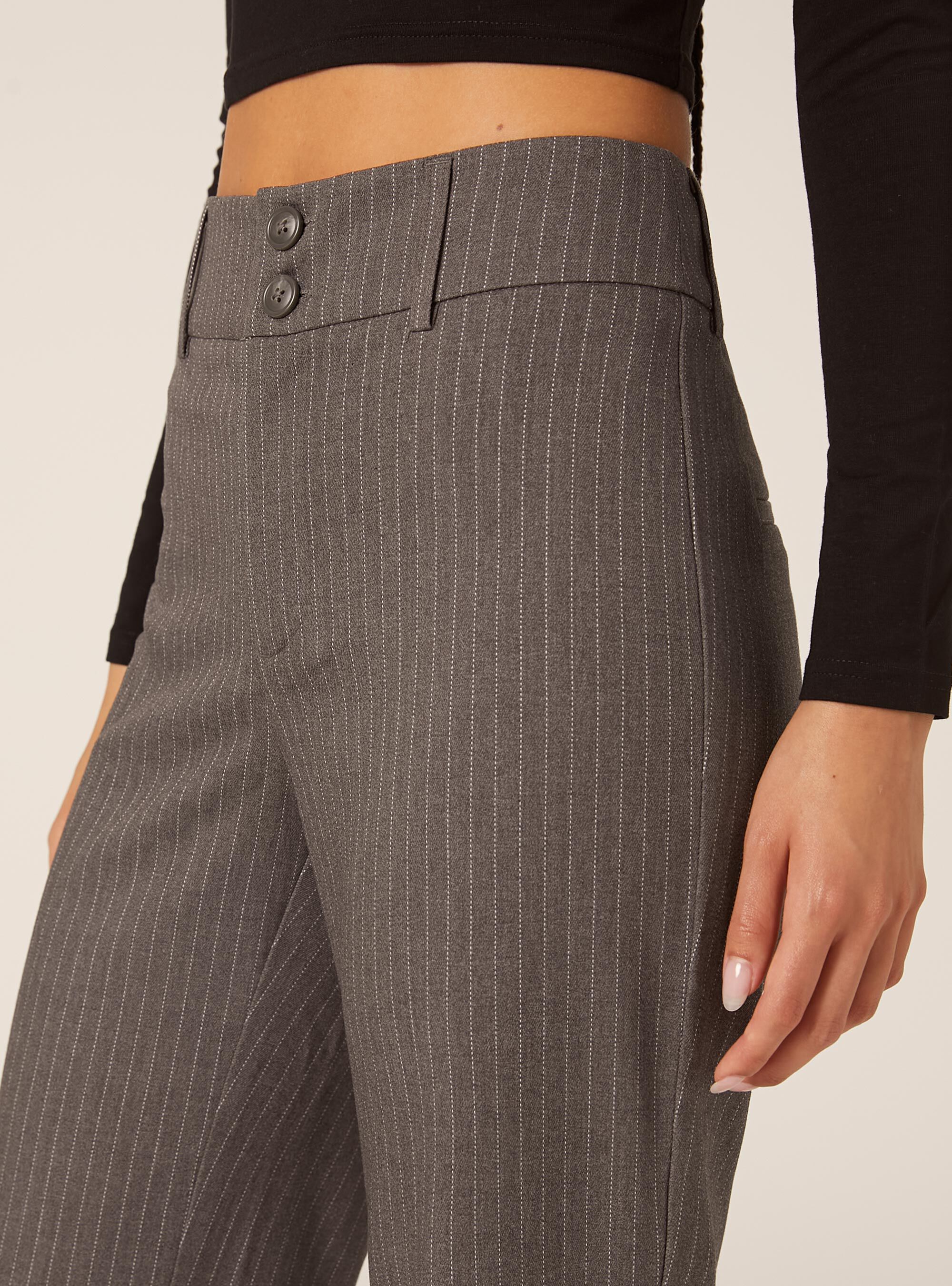 Patterned flare fit pants, MGY1 GREY MEL DARK