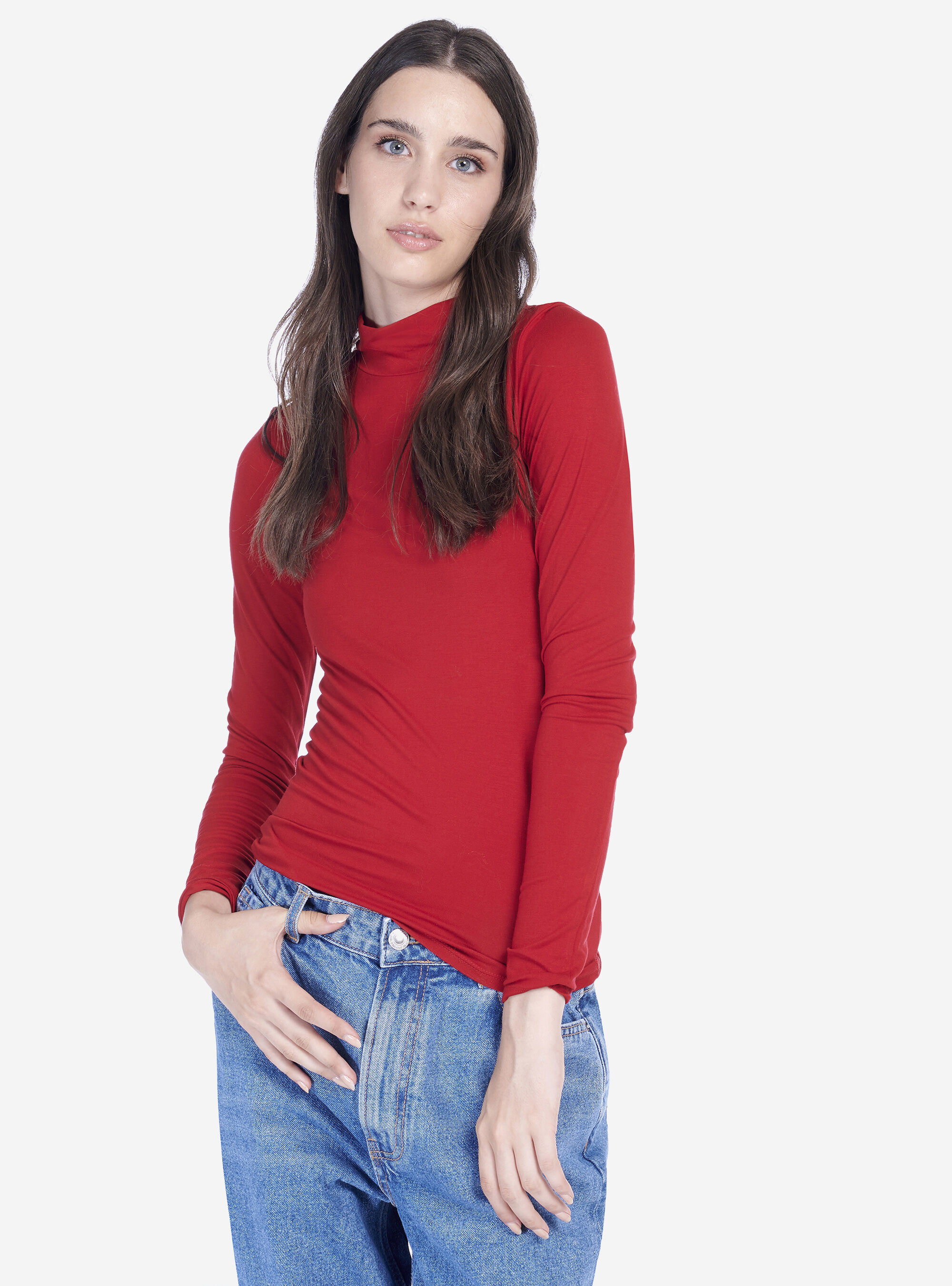 HIGH-NECK PHOSPHORESCENT SHIRT, C4499 RED