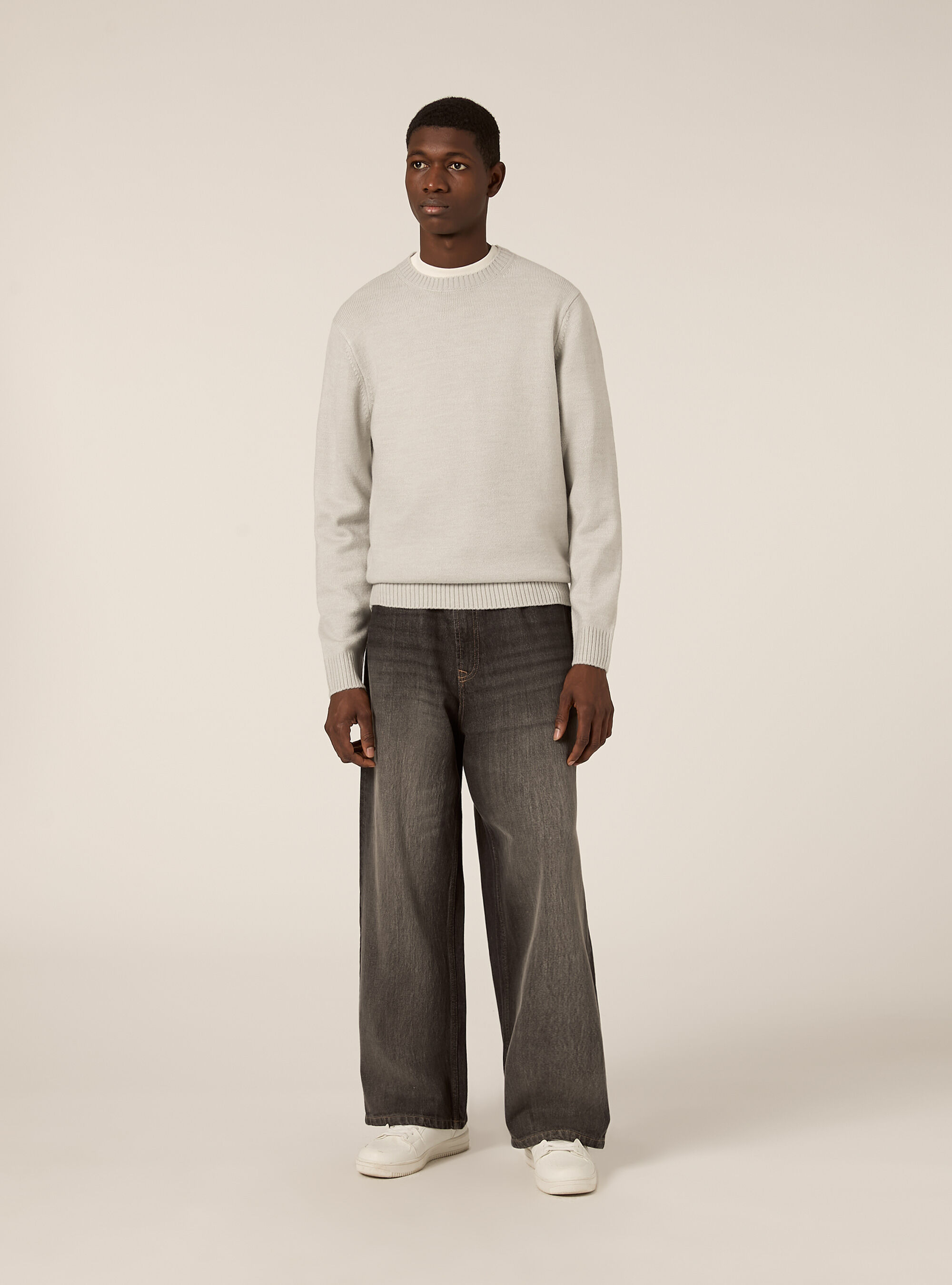 Maglione girocollo, MGY3 GREY MEL LIGHT