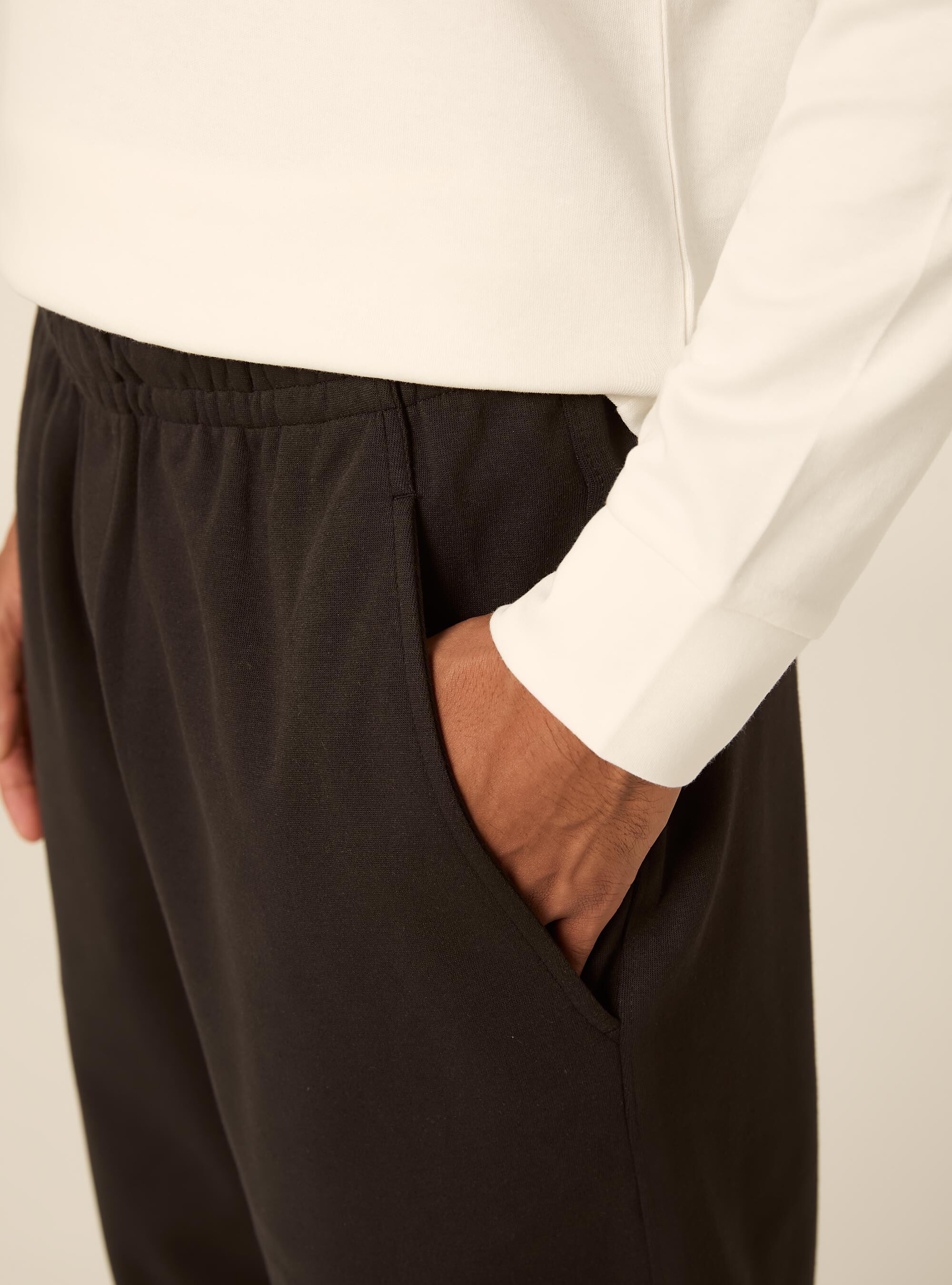 Straight leg interlock fabric jogger trousers, BK3 BLACK CHARCOAL