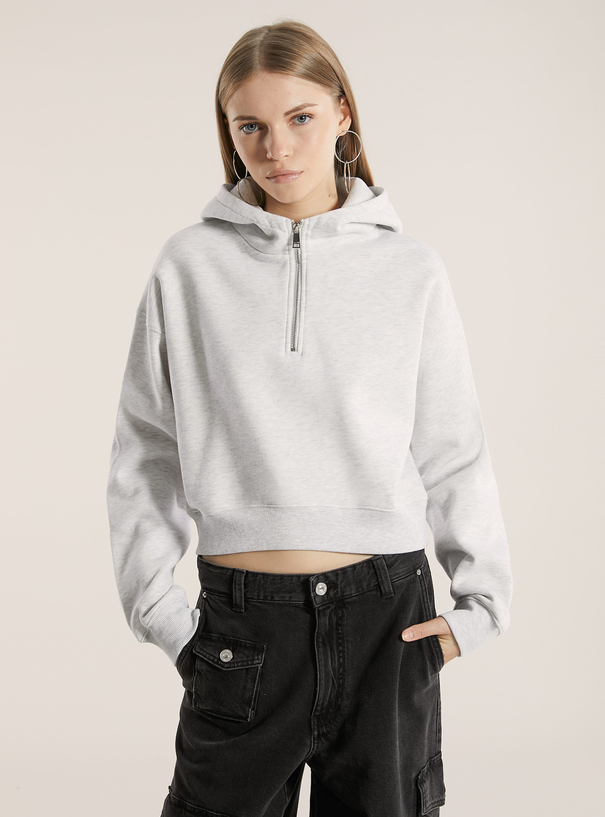 Felpa cropped con mezza zip e cappuccio Alcott Felpe Donna