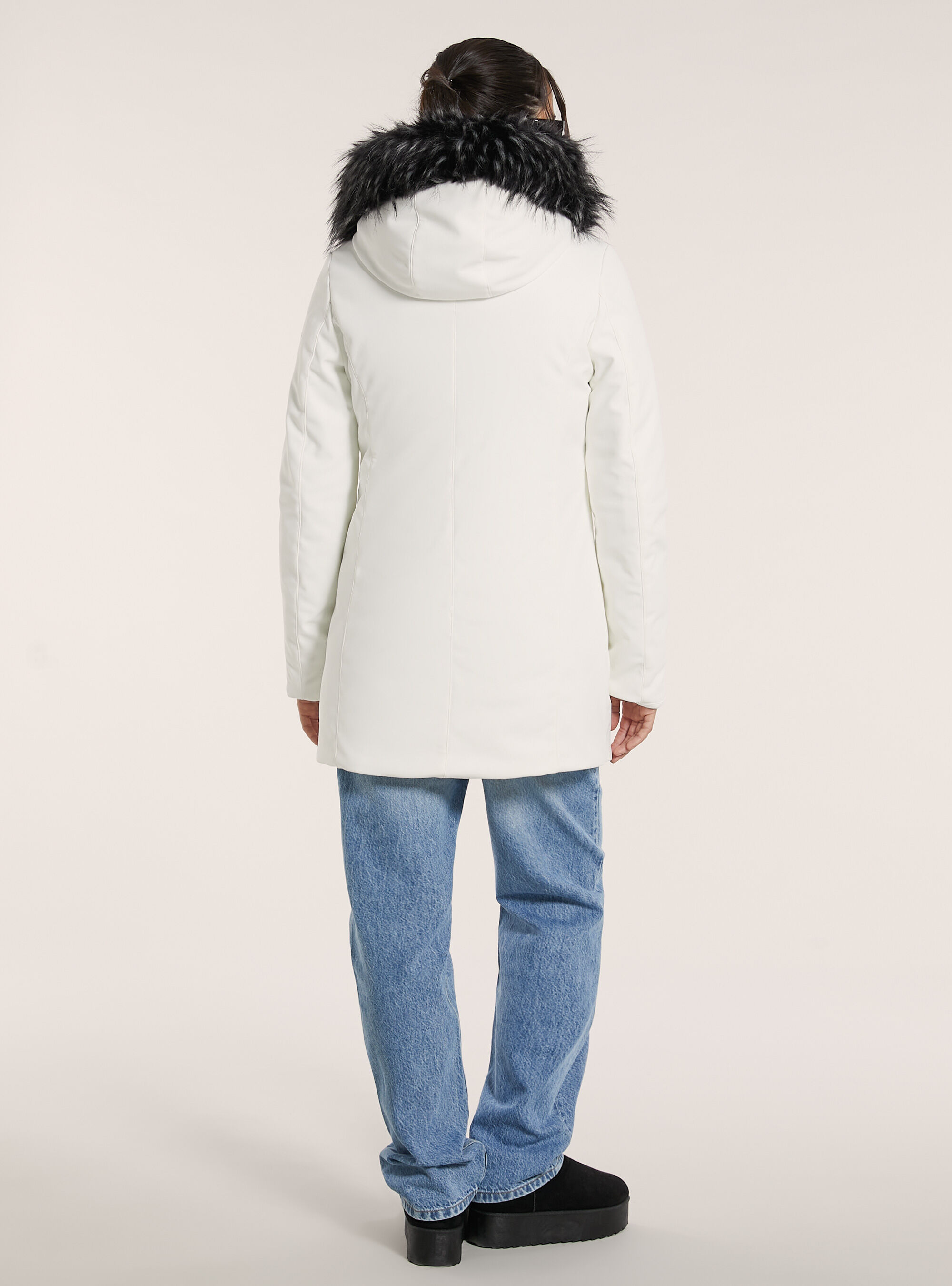 Giubbotto tecnico con cappuccio con pelliccia, WH2 WHITE