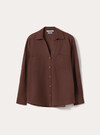 Linen-blend shirt with a V-neck, BR2 BROWN MEDIUM