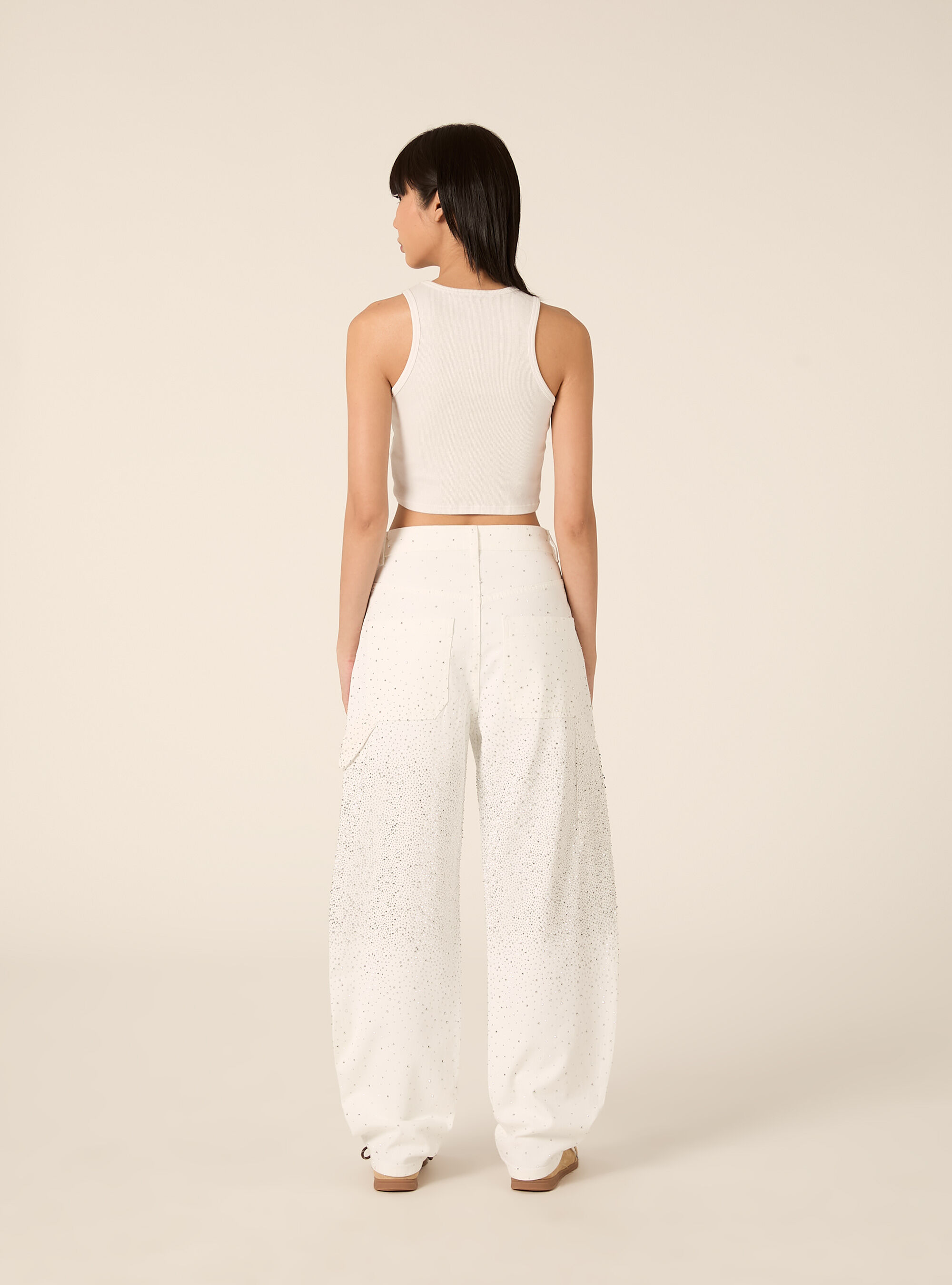 Baggy carpenter jeans colorato con strass, WH1 OFF WHITE