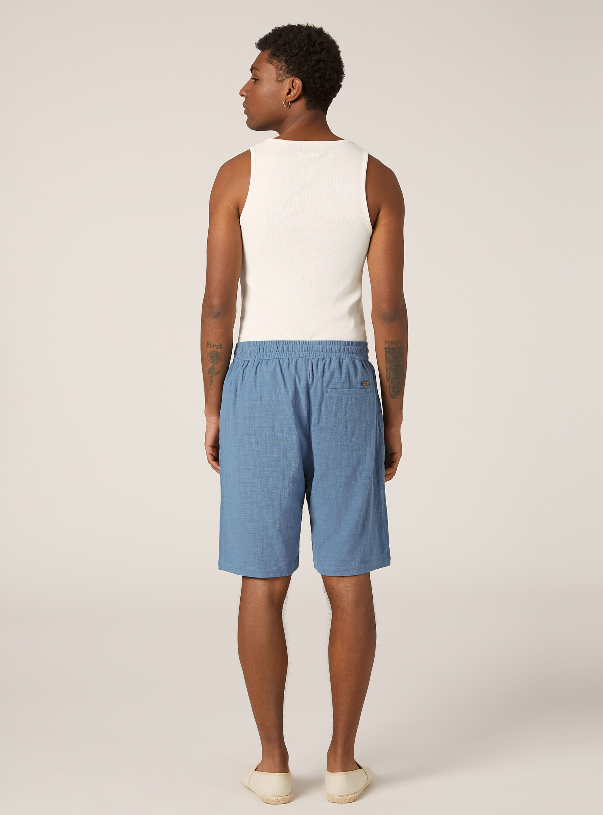 Bermudas de algod&oacute;n con cintura el&aacute;stica, AZ1 AZURE DARK