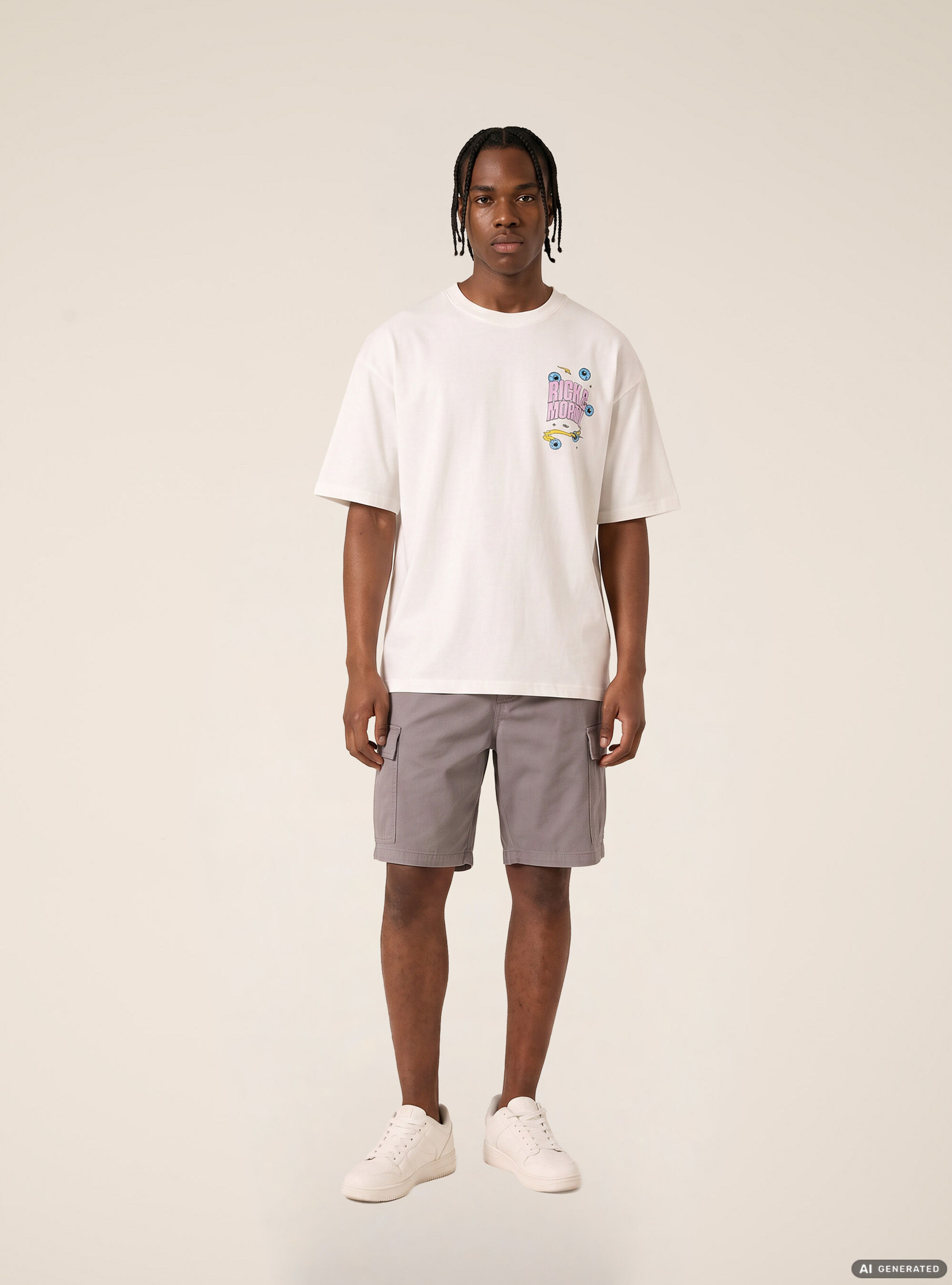 T-shirt rick and morty boxy fit, WH2 WHITE