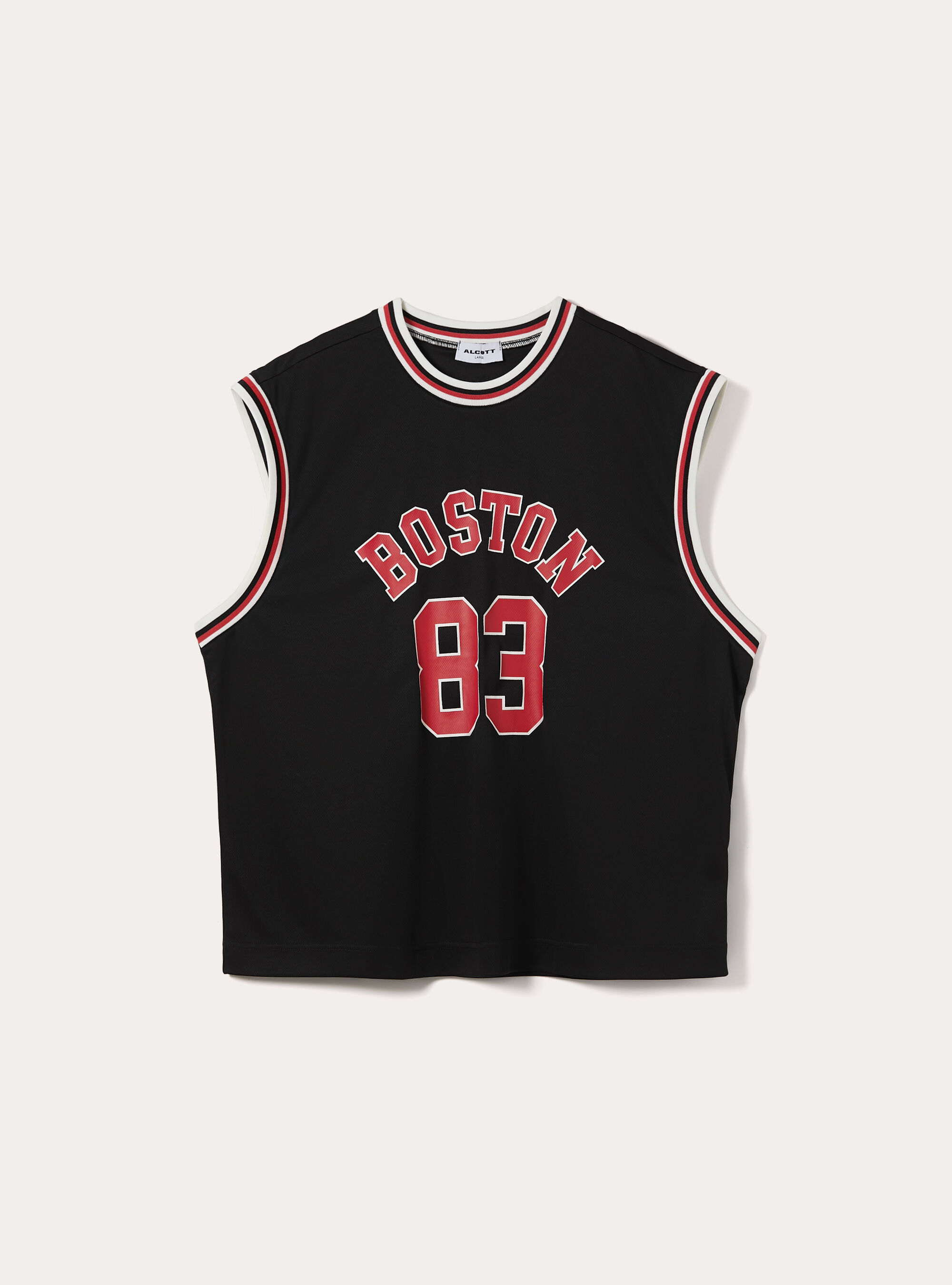 Varsity Print Boxy Fit Tank Top, BK1 BLACK