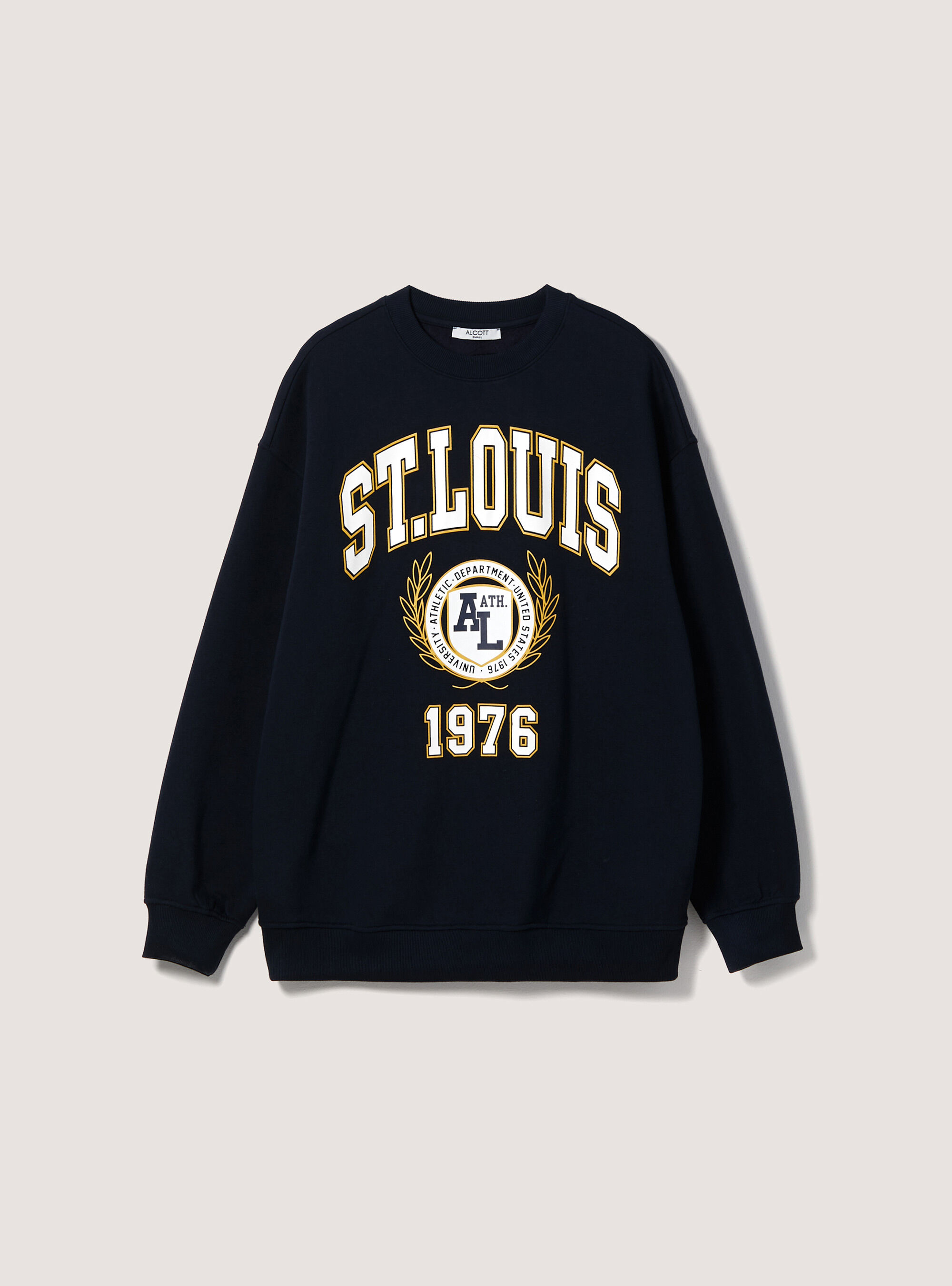 Felpa con stampa college oversize, NA1 NAVY DARK