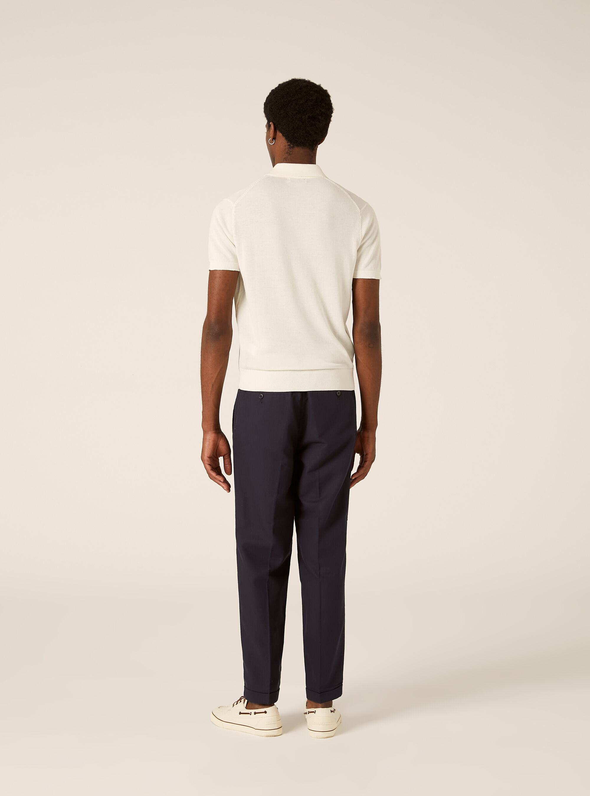 Extrafine cotton knit polo shirt, WH1 OFF WHITE