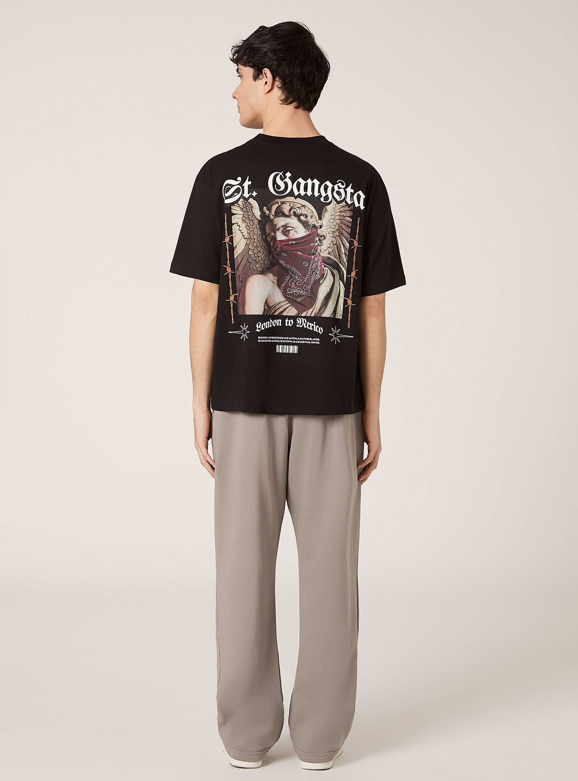 POP STATEMENT print boxy fit t-shirt, BK1 BLACK