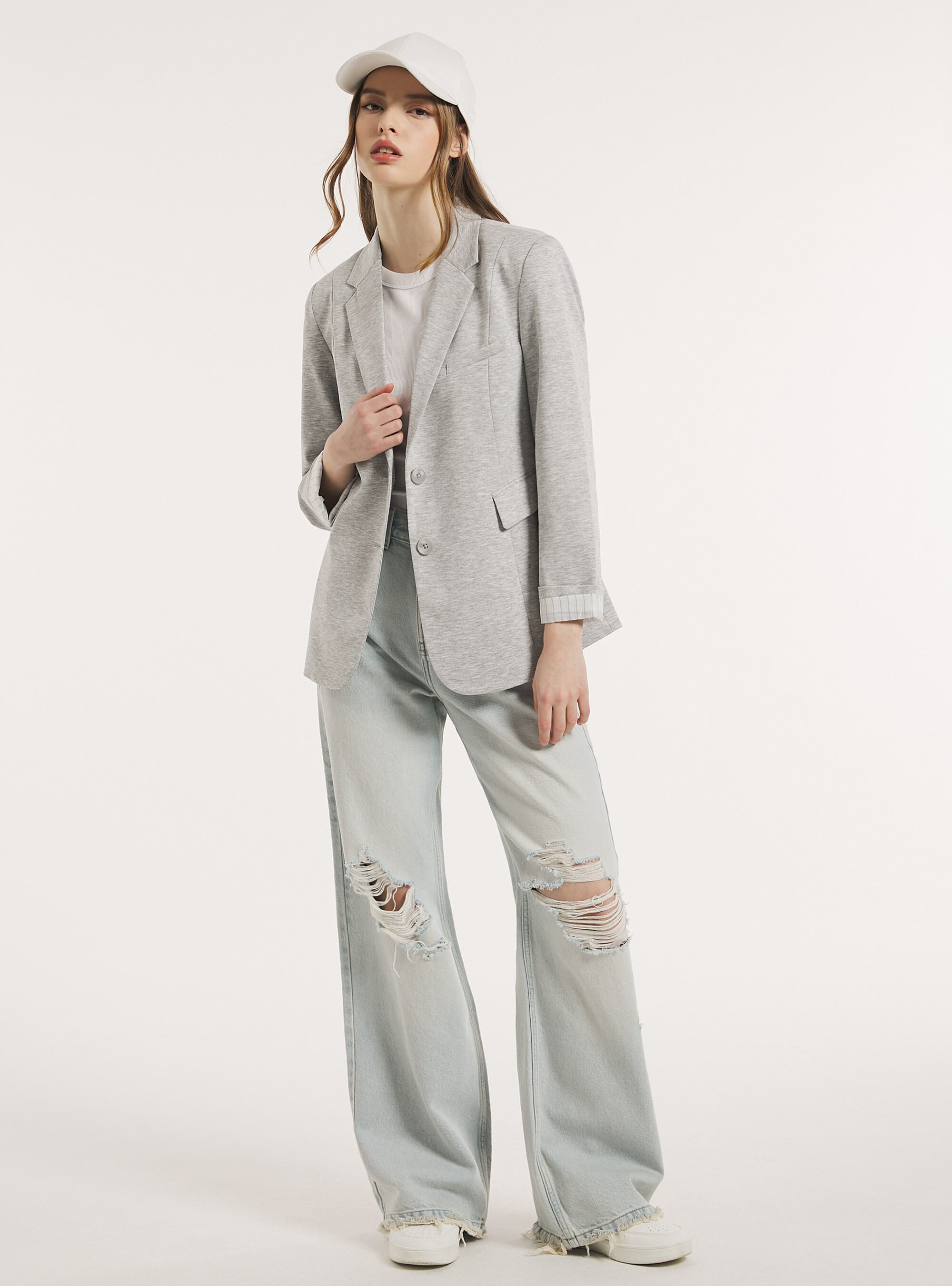 Jersey blazer, MGY3 GREY MEL LIGHT