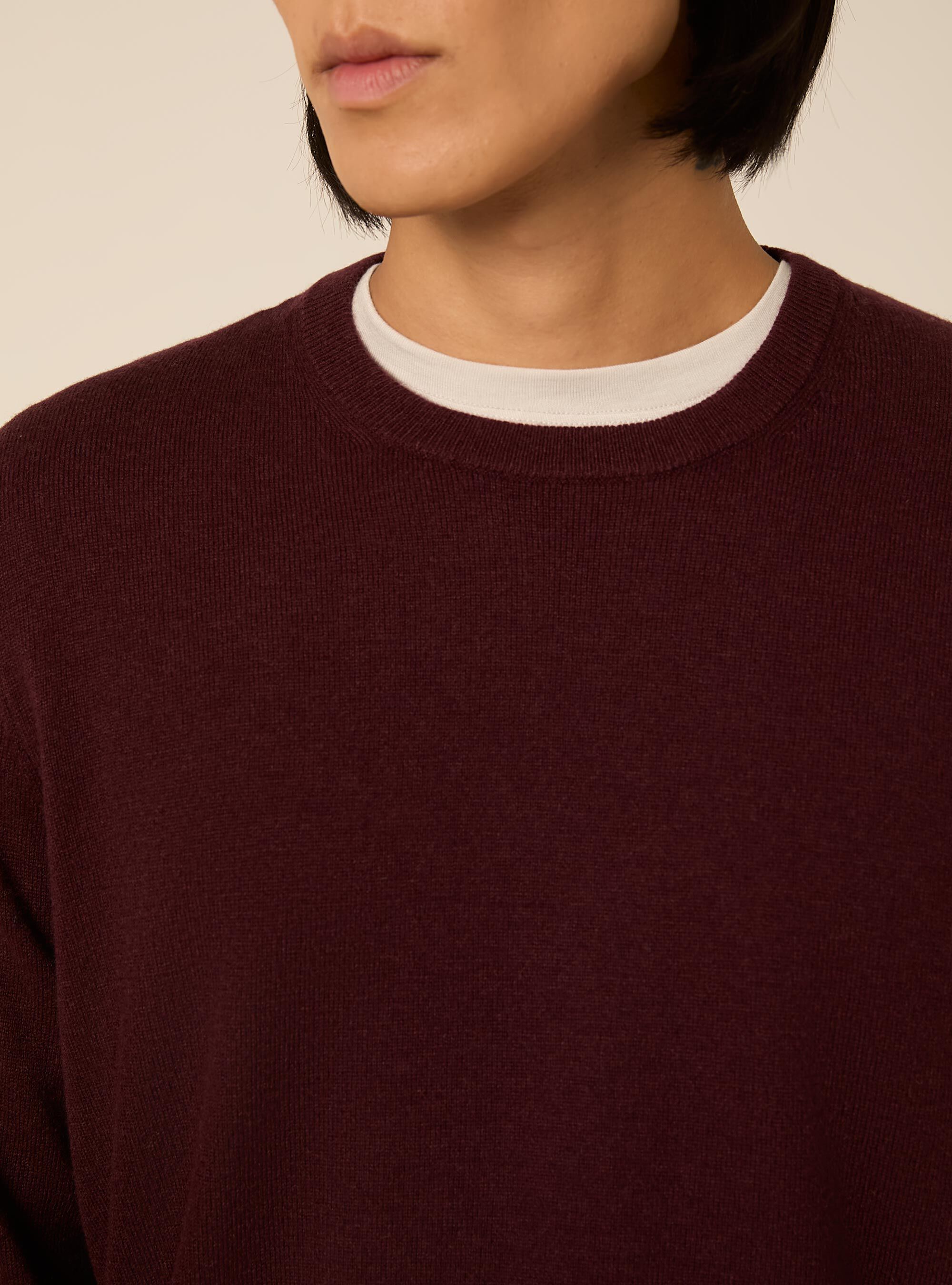 Wool and cashmere blend crewneck jumper, BO1 BORDEAUX DARK