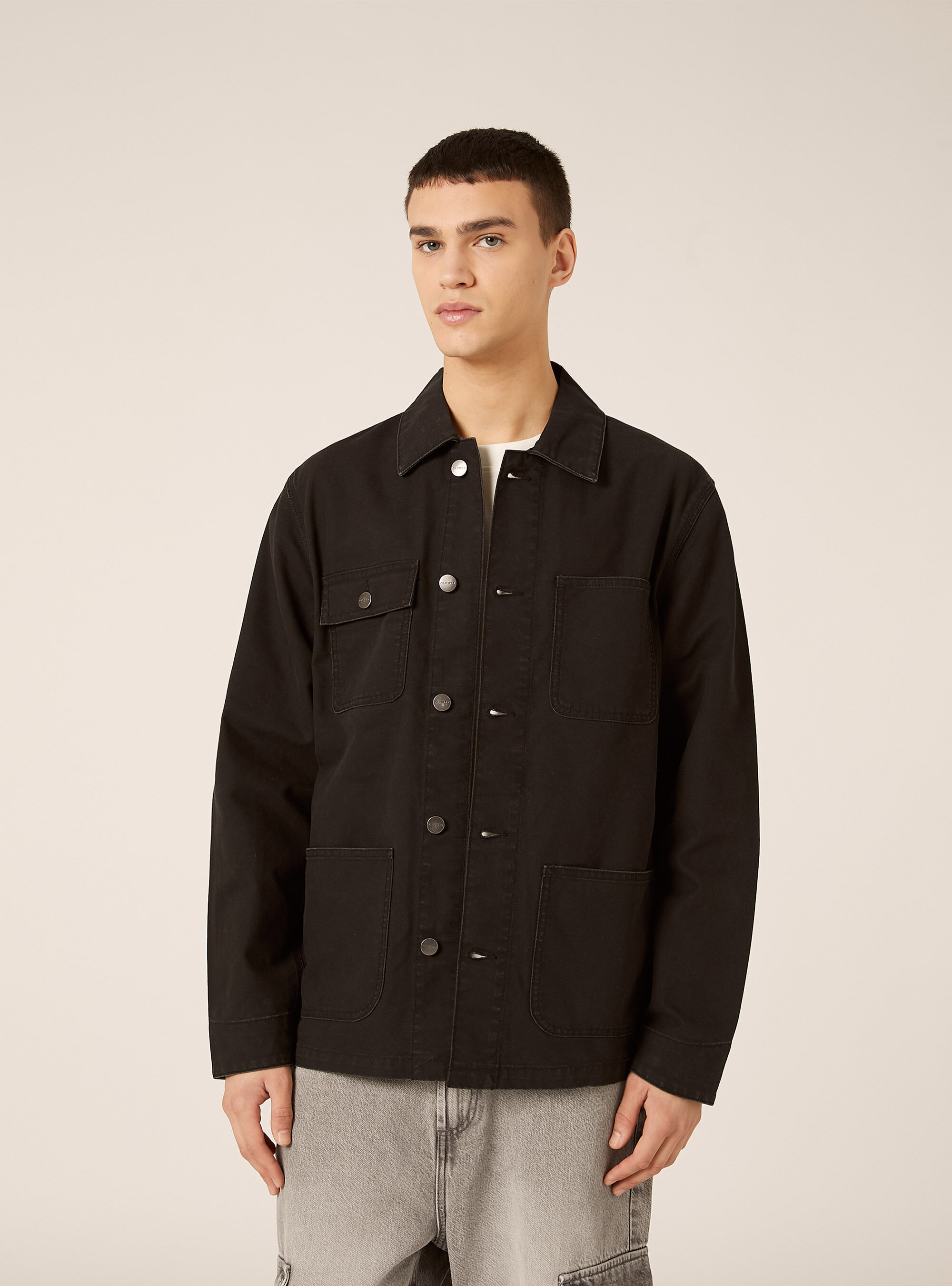 Giacca camicia in canvas tasche a toppa