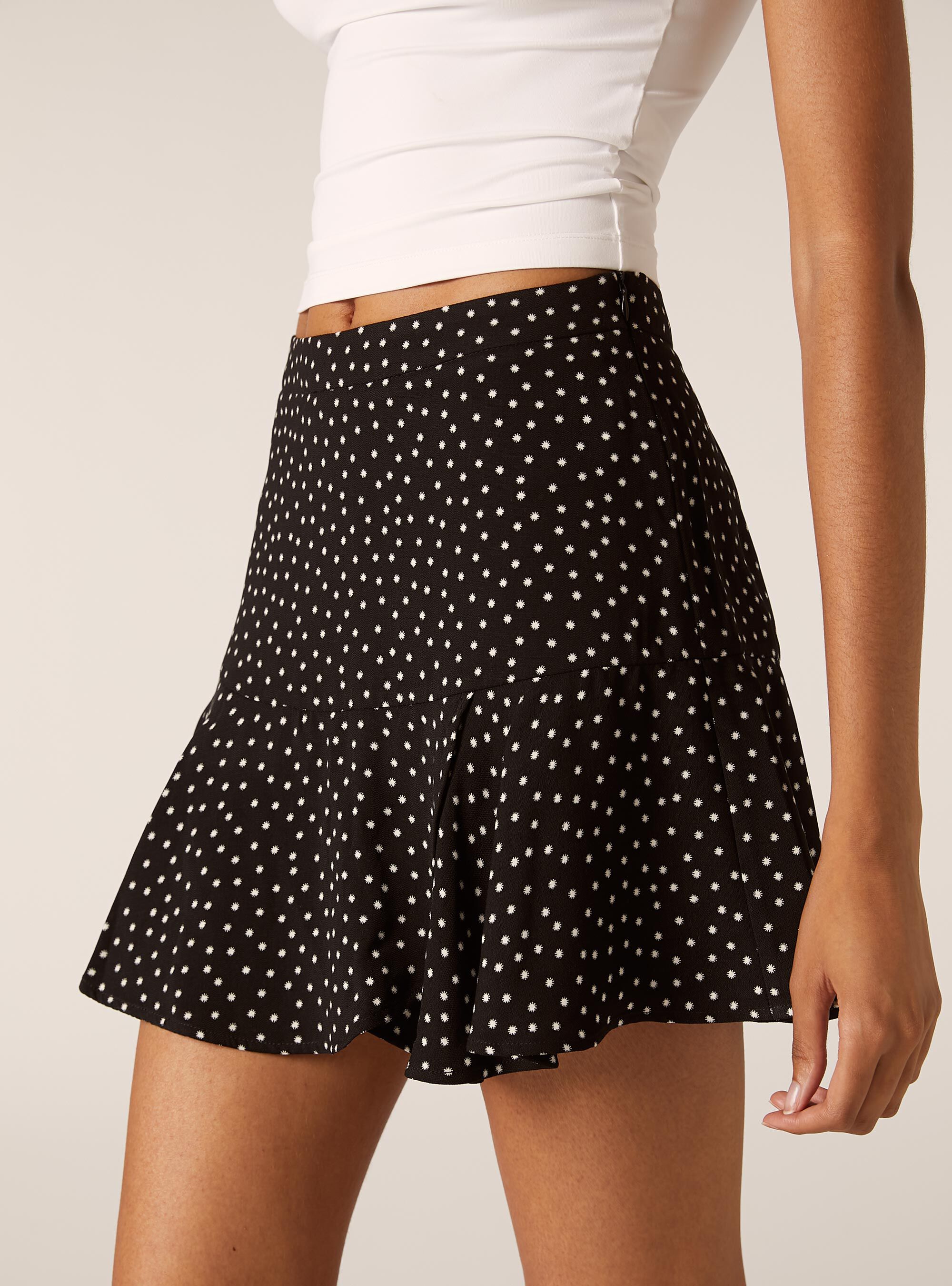 Skort stampato con volant, BK1 BLACK