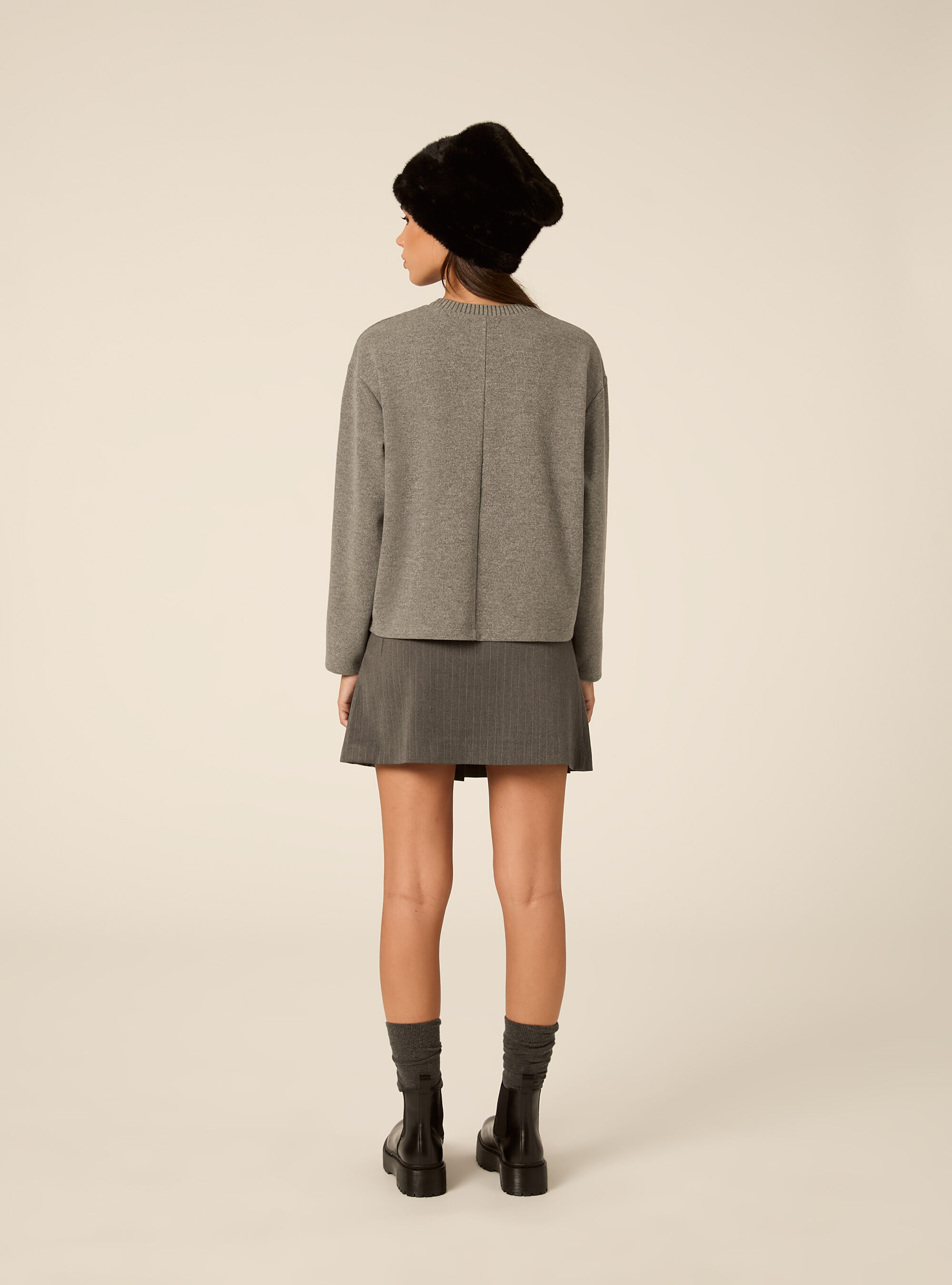 Maglia collo rotondo, MGY1 GREY MEL DARK