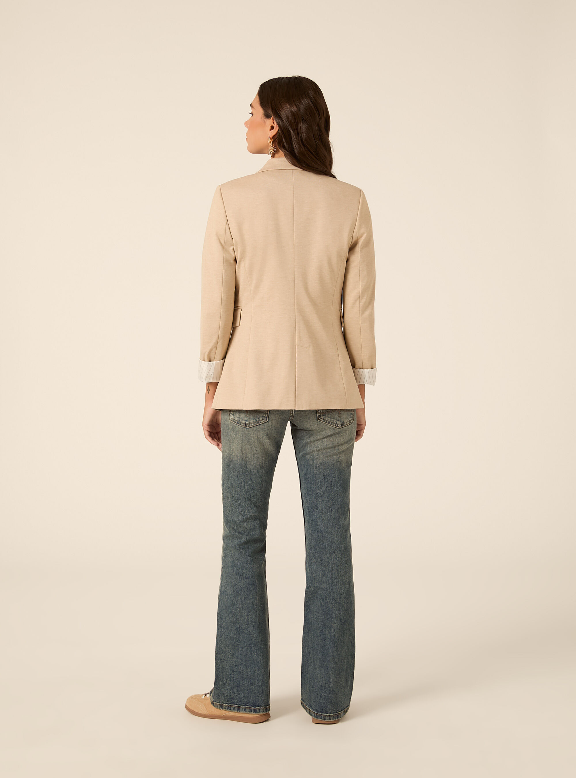 Einreihiger blazer mit reverskragen, MBG2 BEIGE MEL MED