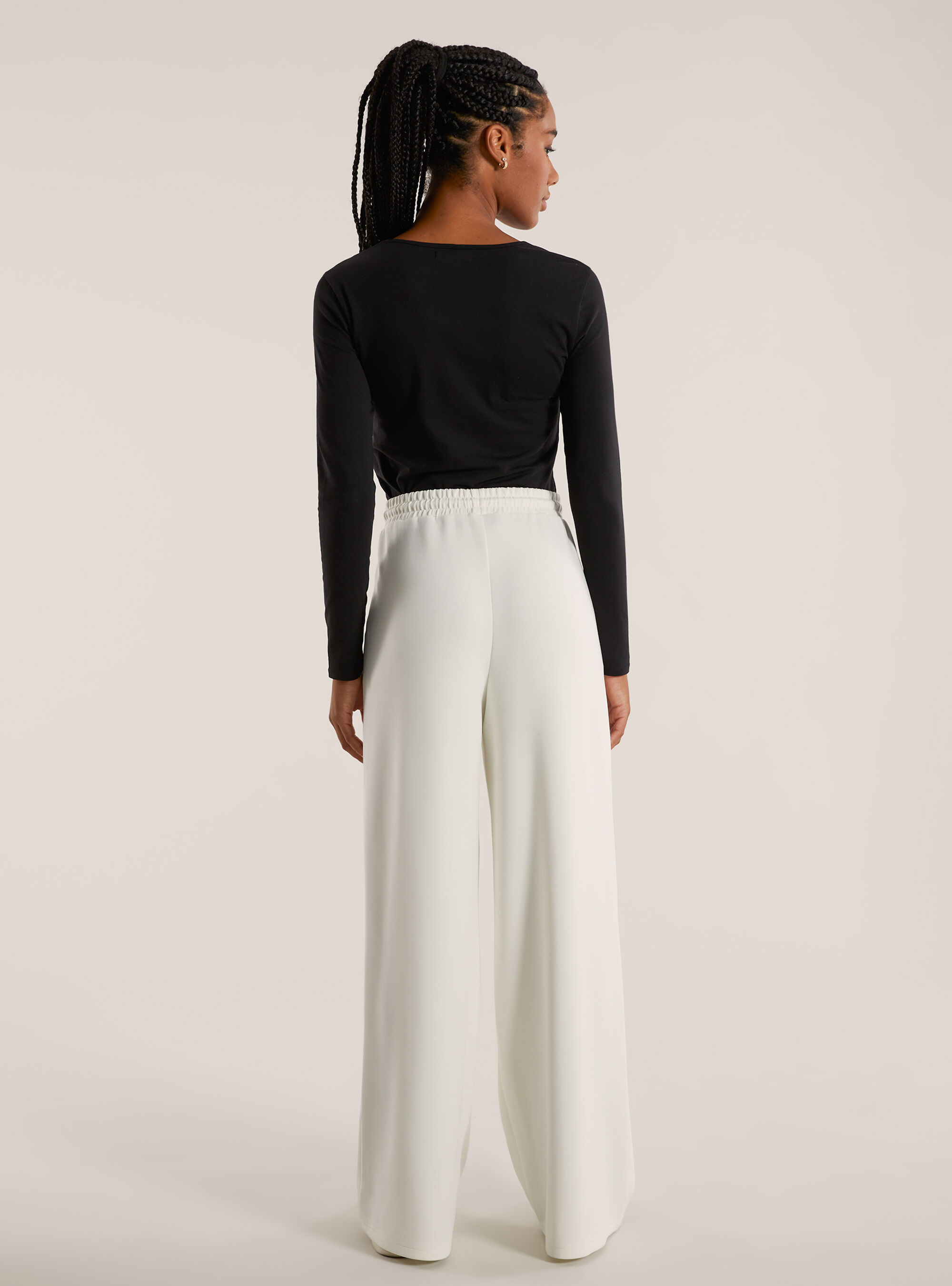 Wide leg trousers in soft scuba
