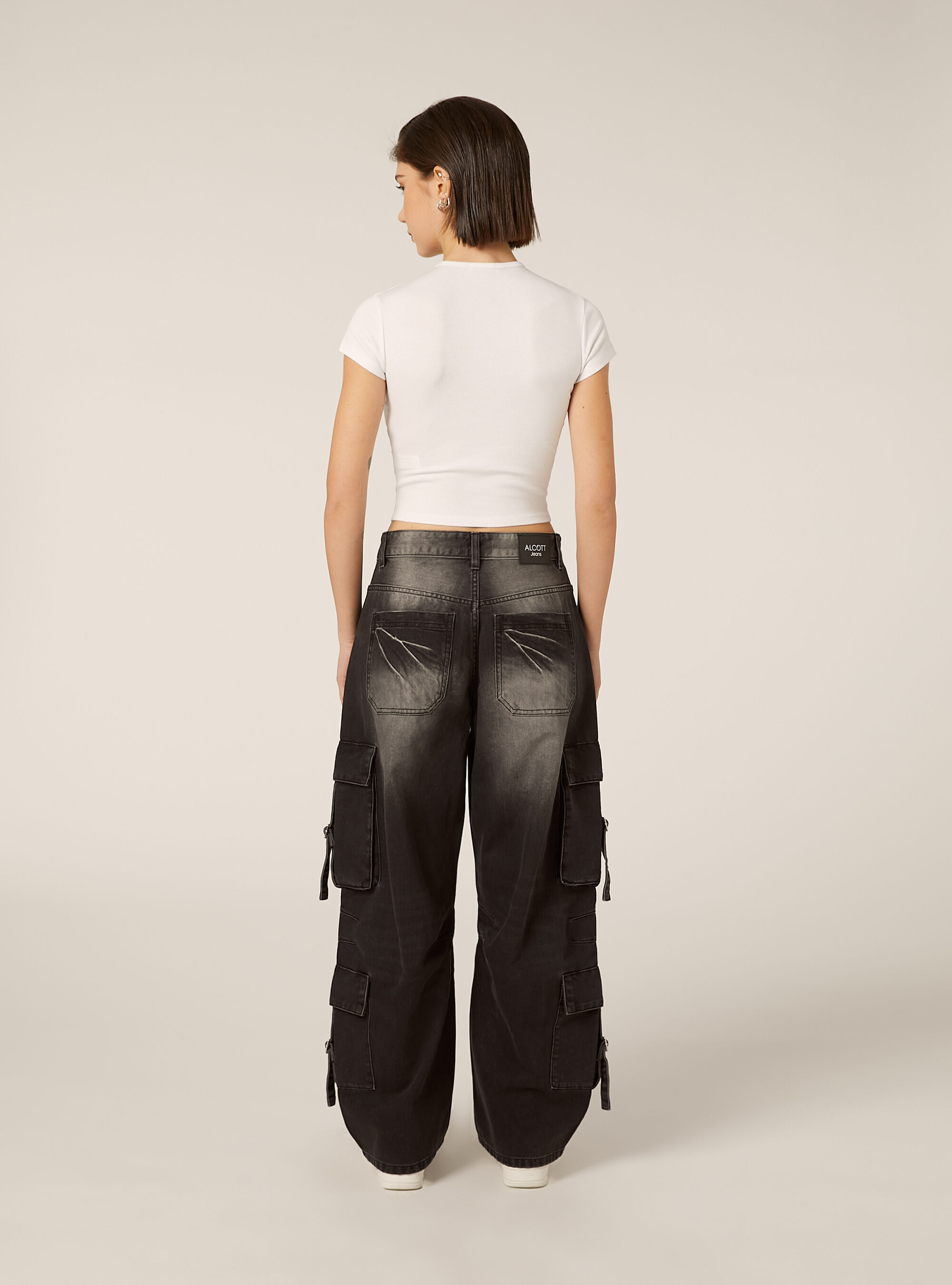 Jeans multicargo, D000 BLACK