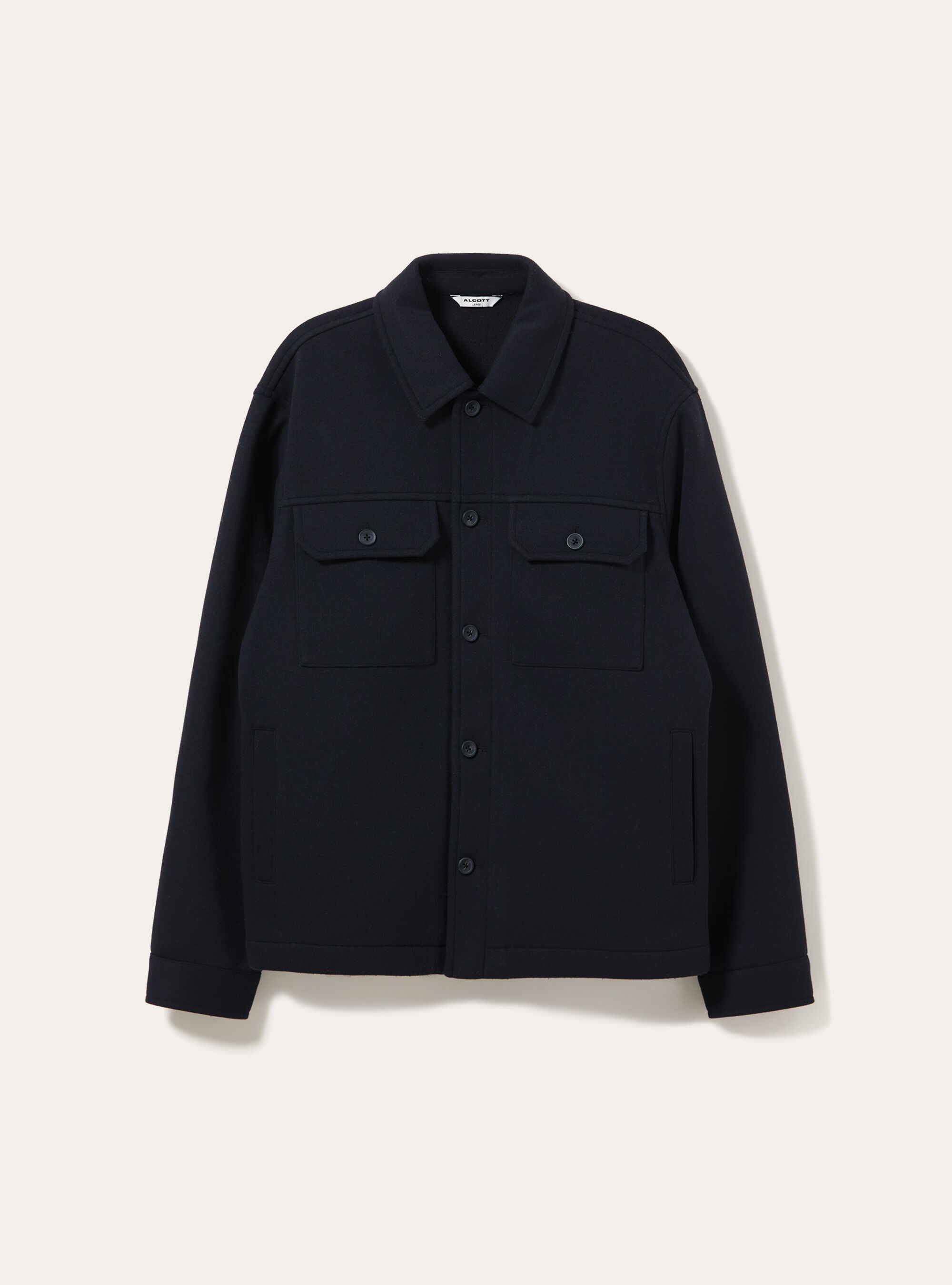 Cloth shirt jacket with collar and chest pockets, NA1 NAVY DARK