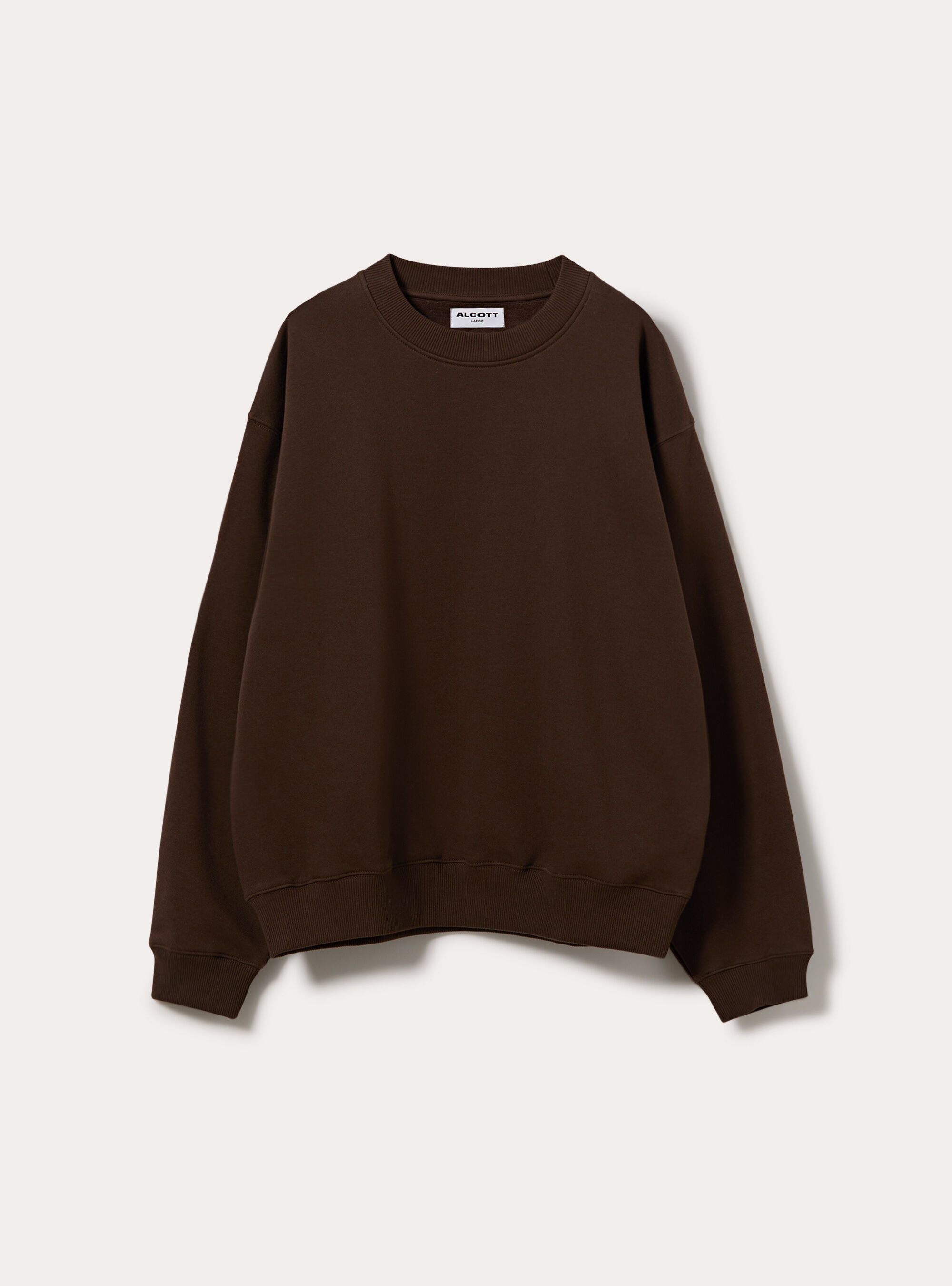 Felpa girocollo basica boxy fit, BR2 BROWN MEDIUM