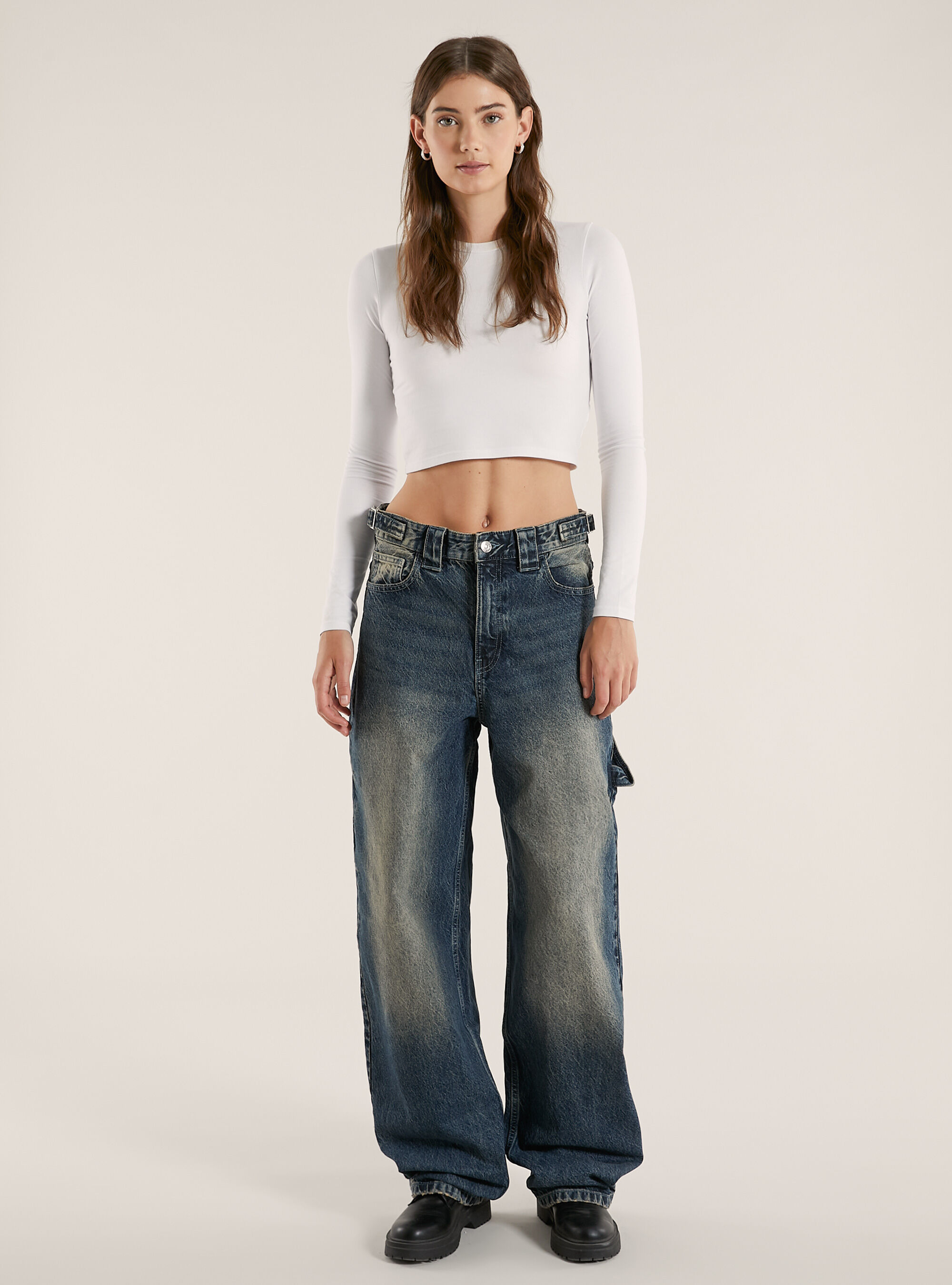 【SATIIIZ】Cato Balloon Carpenter Denim Pants Cato Balloon Carpenter Denim Pants - satiiiz