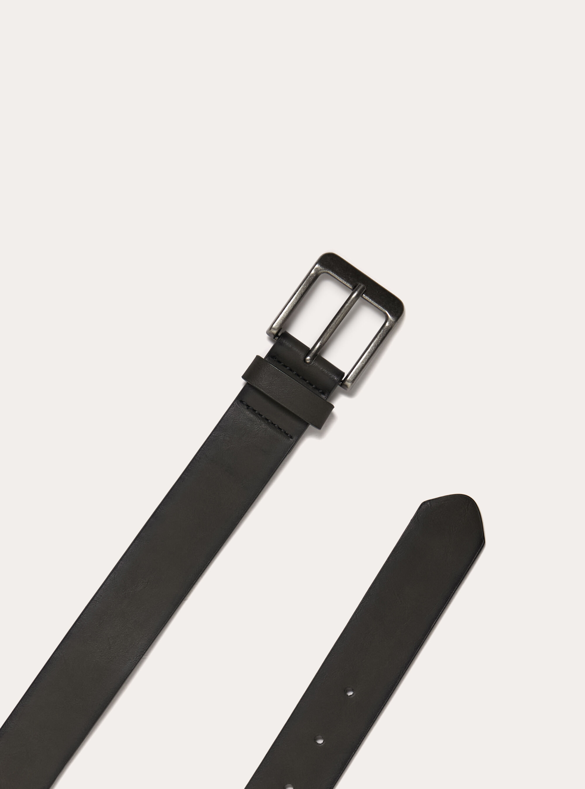 Cinturon de piel con hebilla cuadrada de efecto satinado, GY1 GREY DARK
