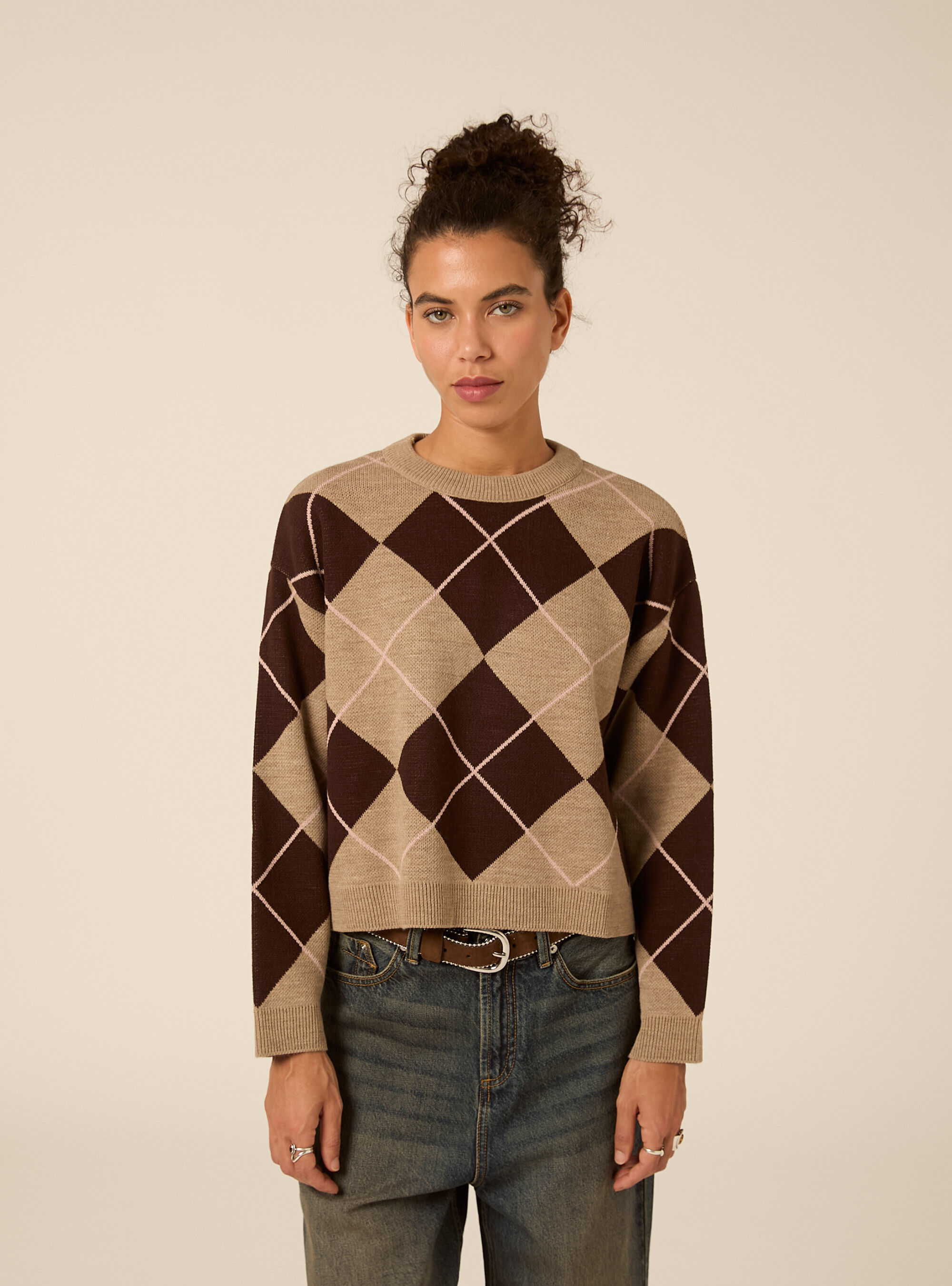 Pullover girocollo con rombi