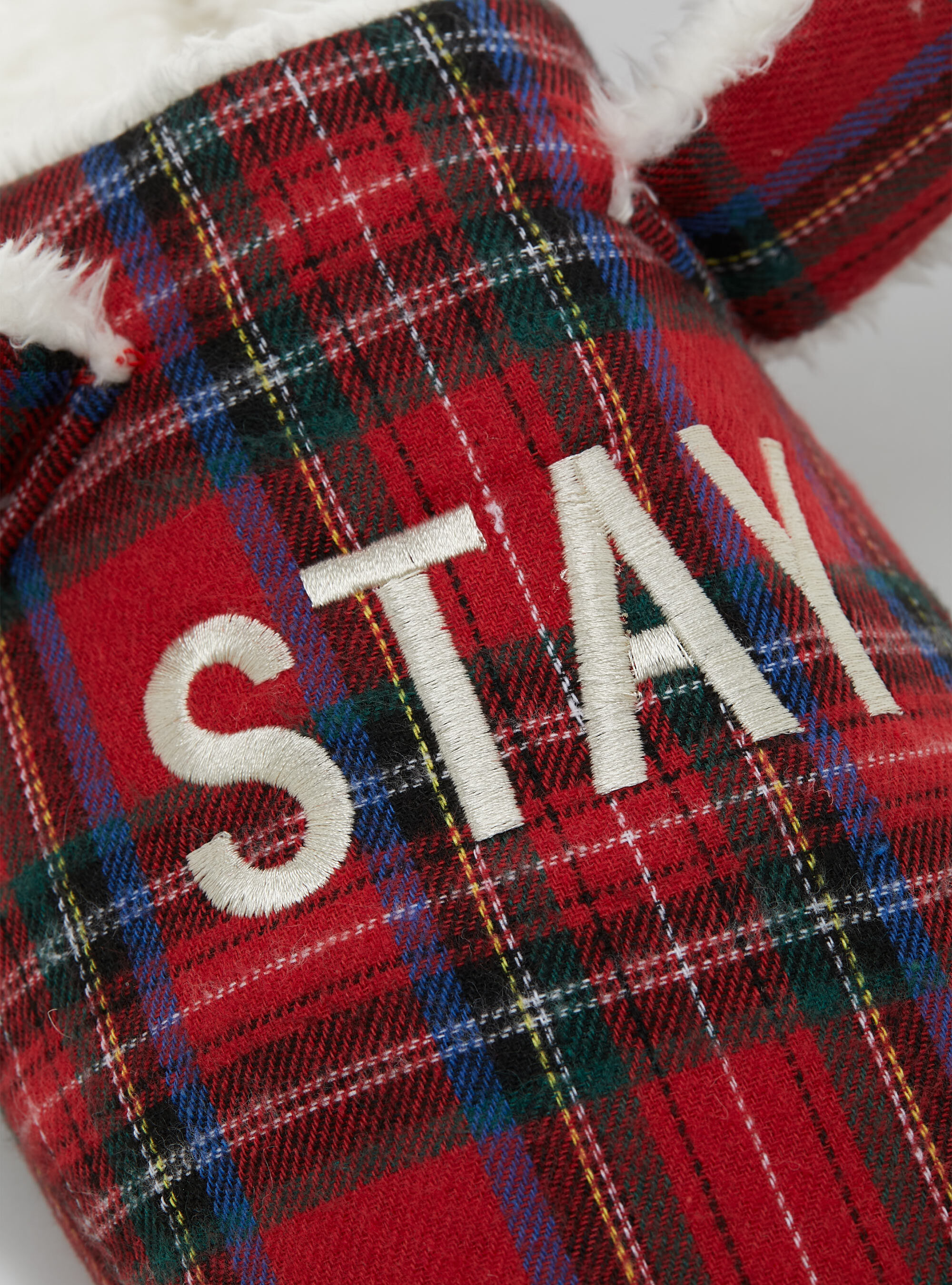 Pantofole in tartan con interno in eco pelliccia, RD2 RED MEDIUM