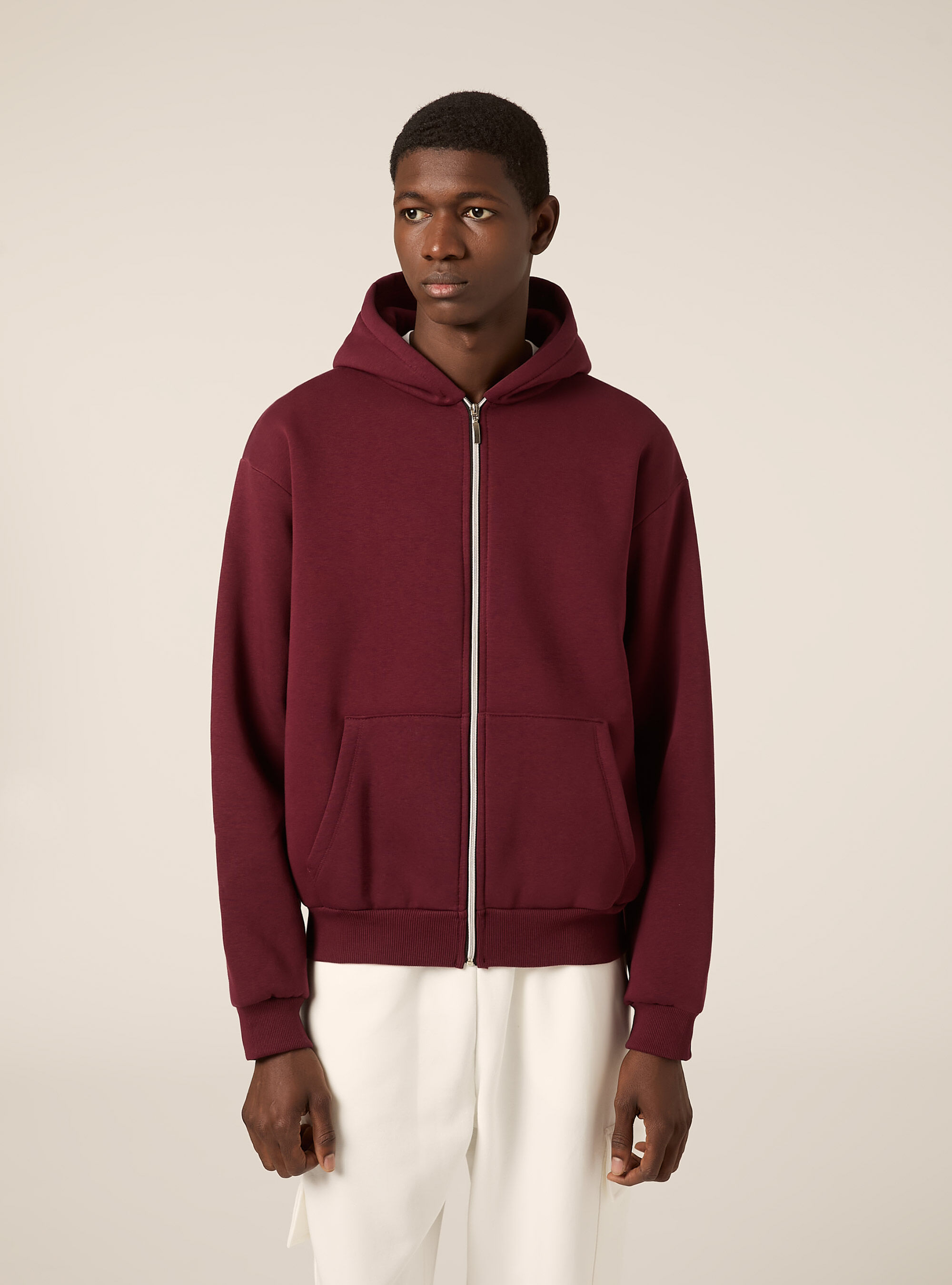 Boxy fit zip-up hoodie