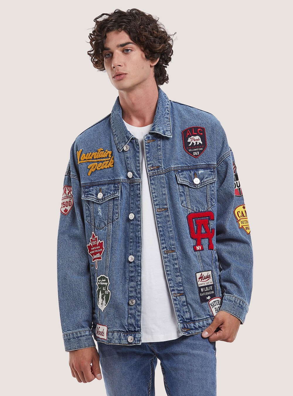 Alcott Giubbotto Di Jeans Con Toppe Giubbotto In Denim Oversize
