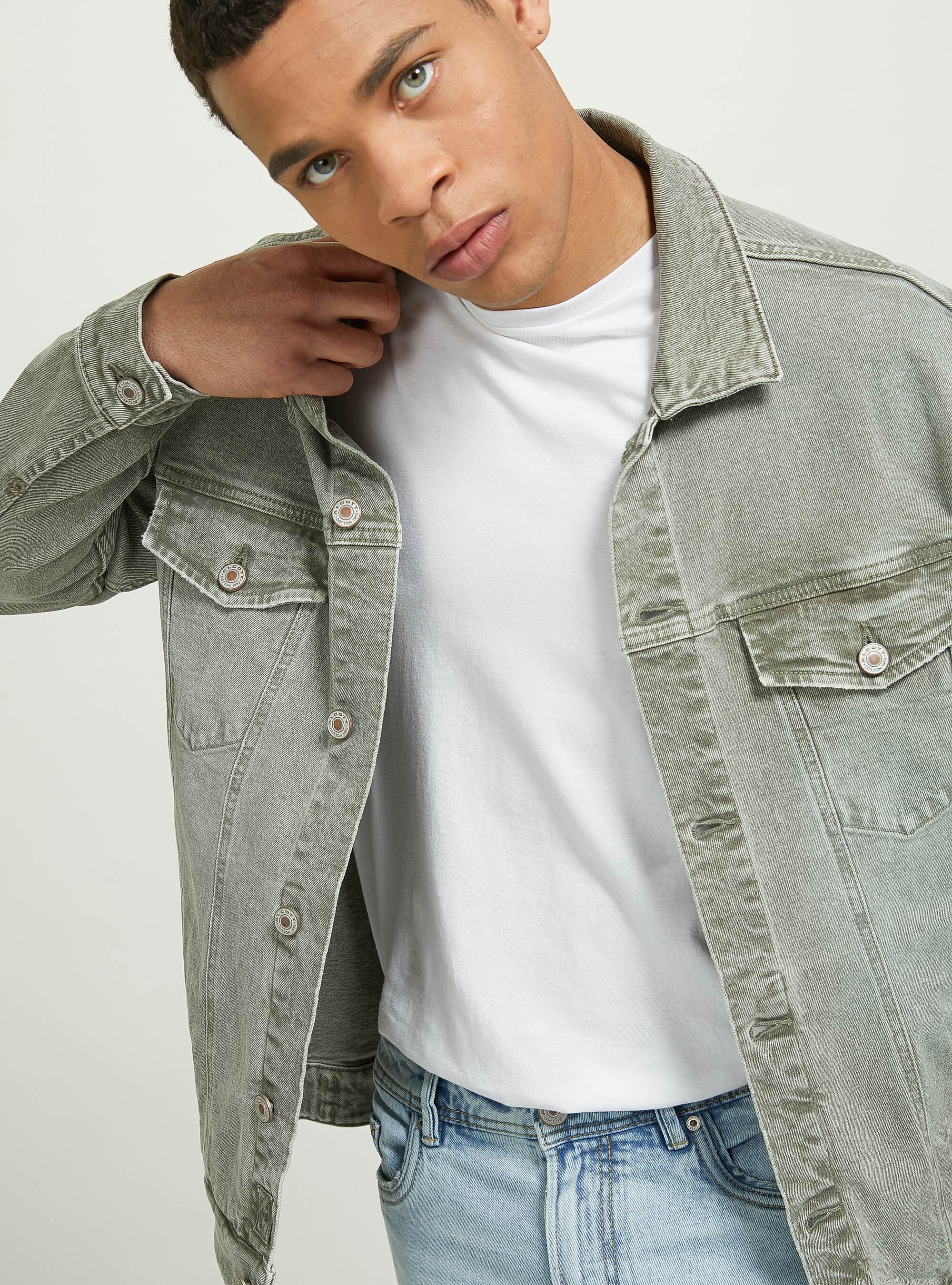 Giubbotto denim in twill stretch, KAKI