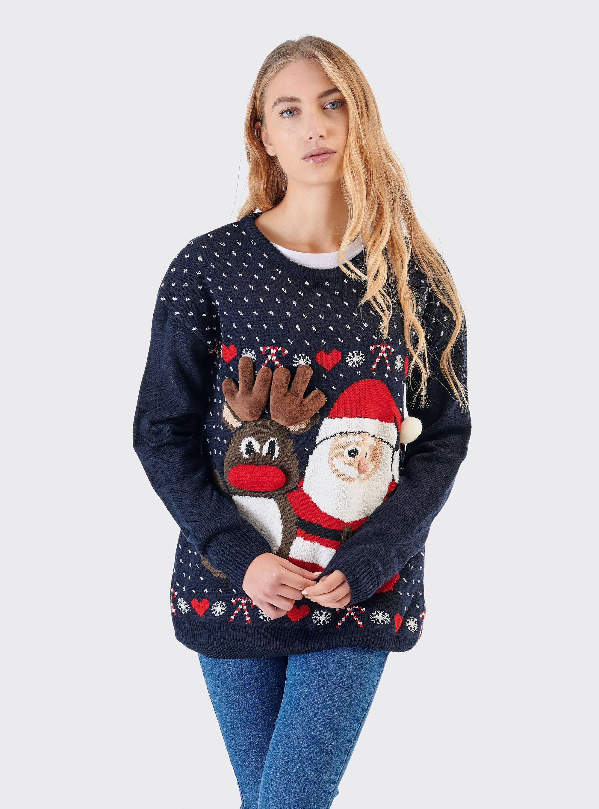UGLY CHRISTMAS SWEATER CREWNECK, BLUE NAVY