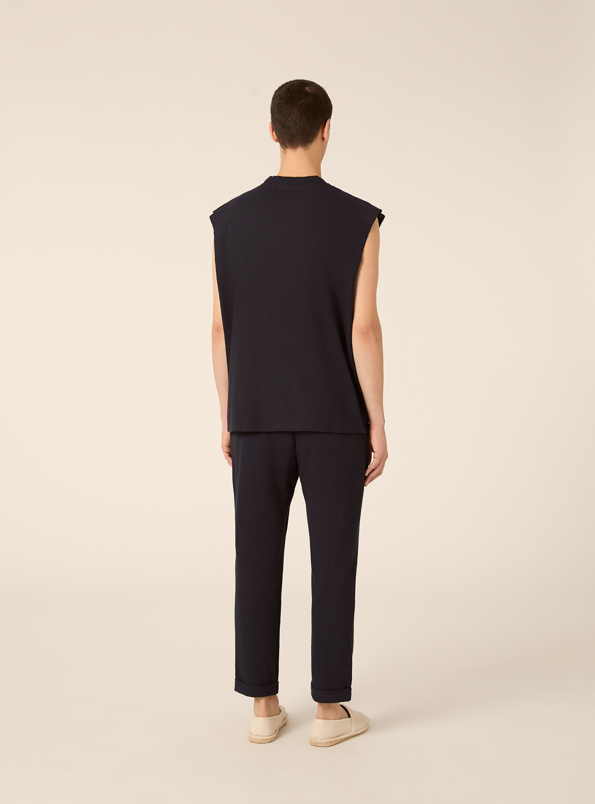 Canotta boxy fit  in jersey texture, NA1 NAVY DARK