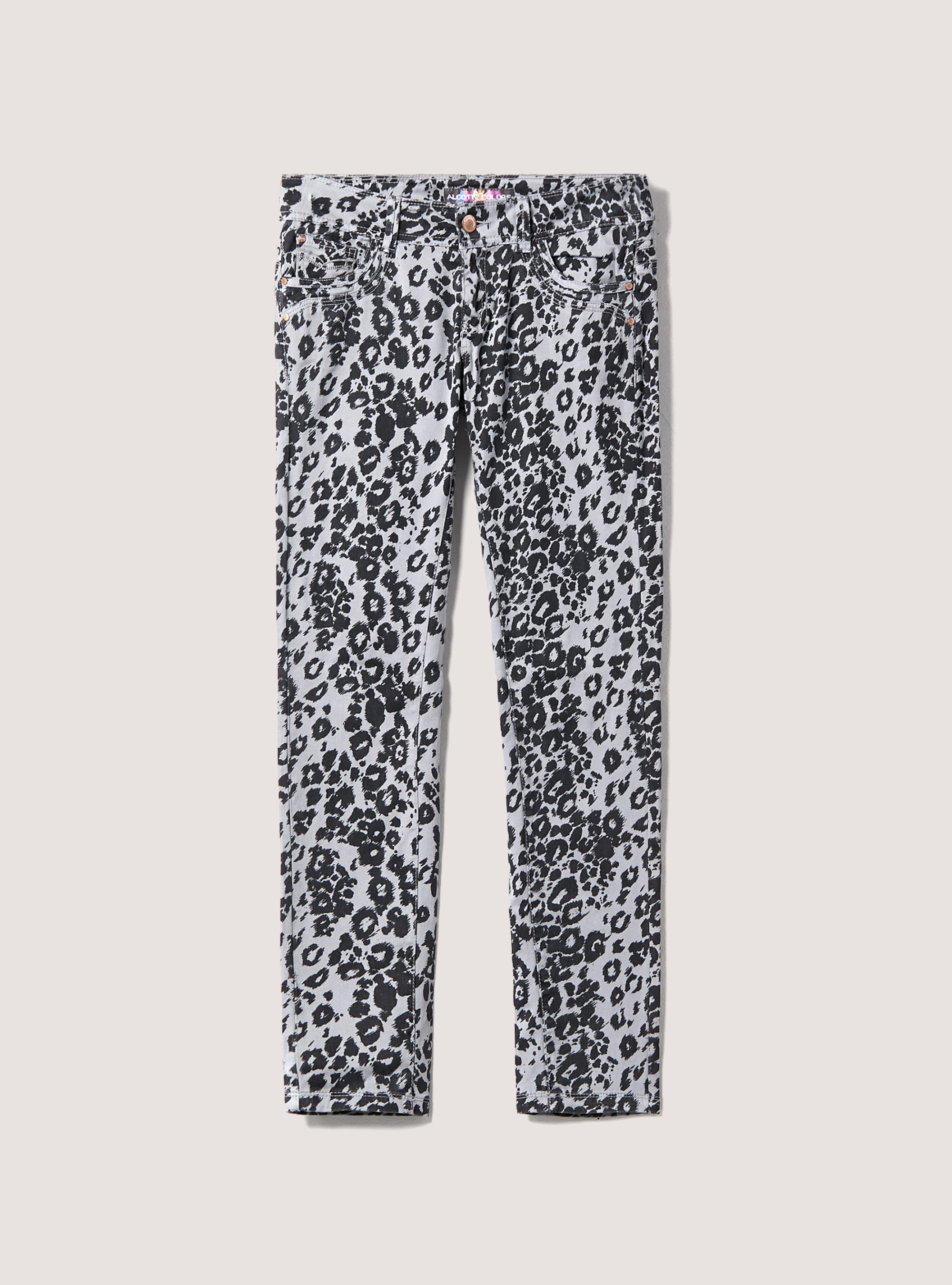 Pantaloni stampati effetto laminato, GRIS