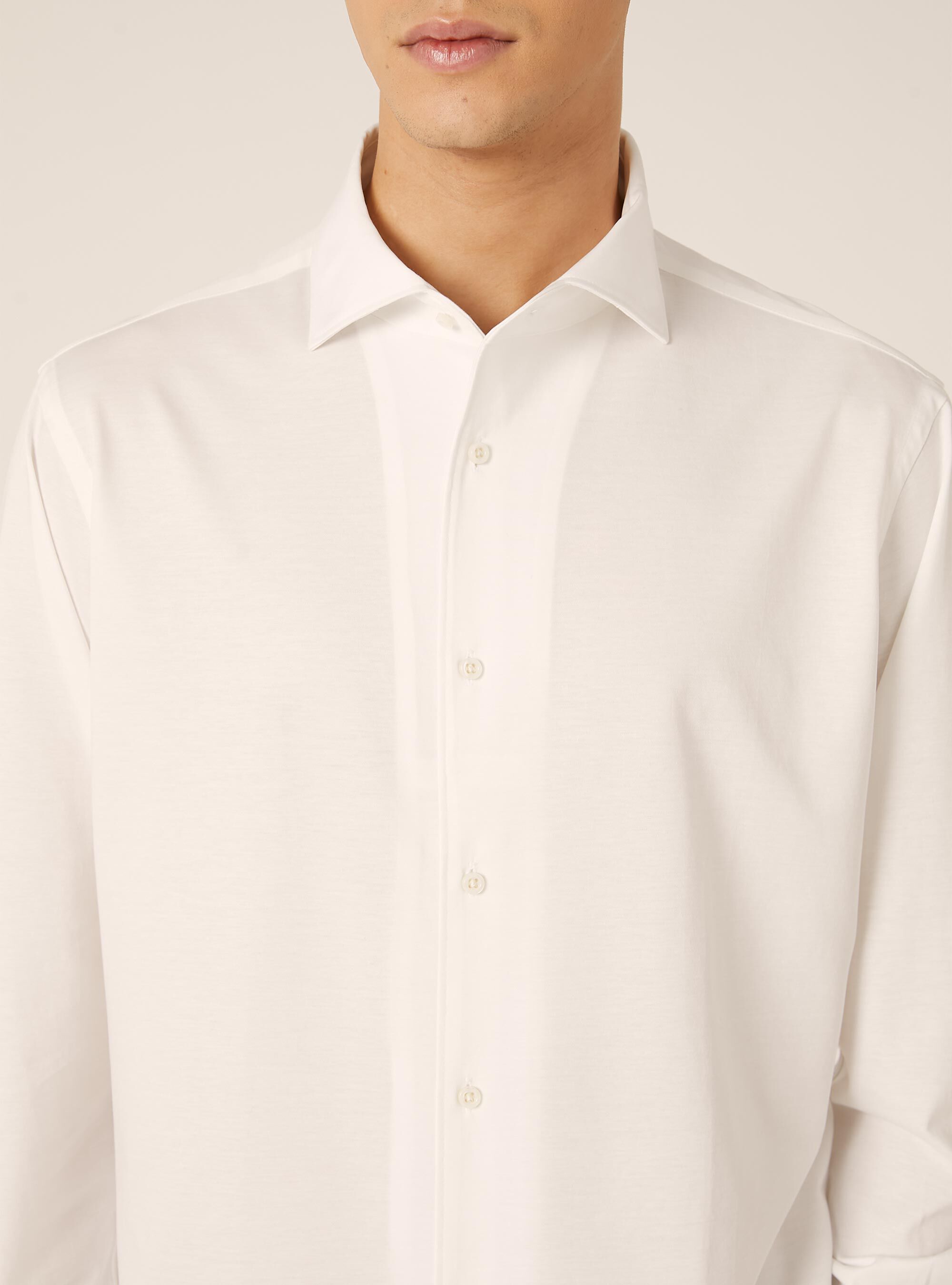 Camicia in jersey in misto cotone, WH3 WHITE