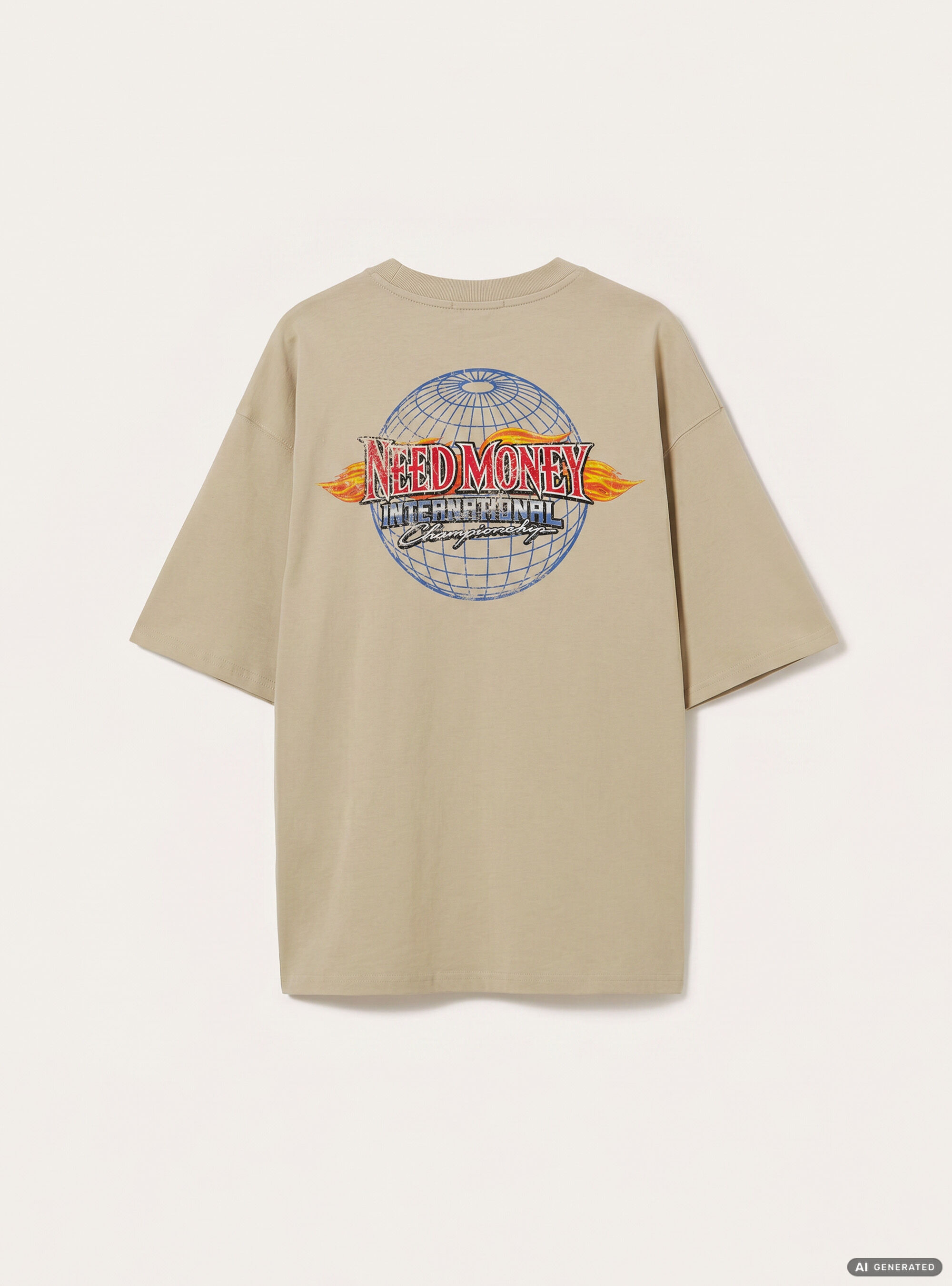T-shirt  stampa need money los angeles, CR3 CREAM LIGHT