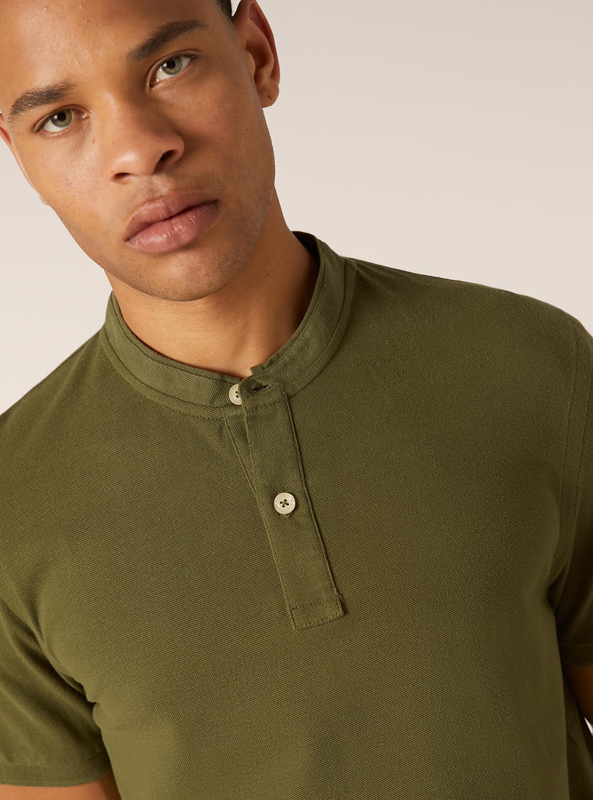 Cotton polo shirt with Korean collar, KY2 KAKY MEDIUM