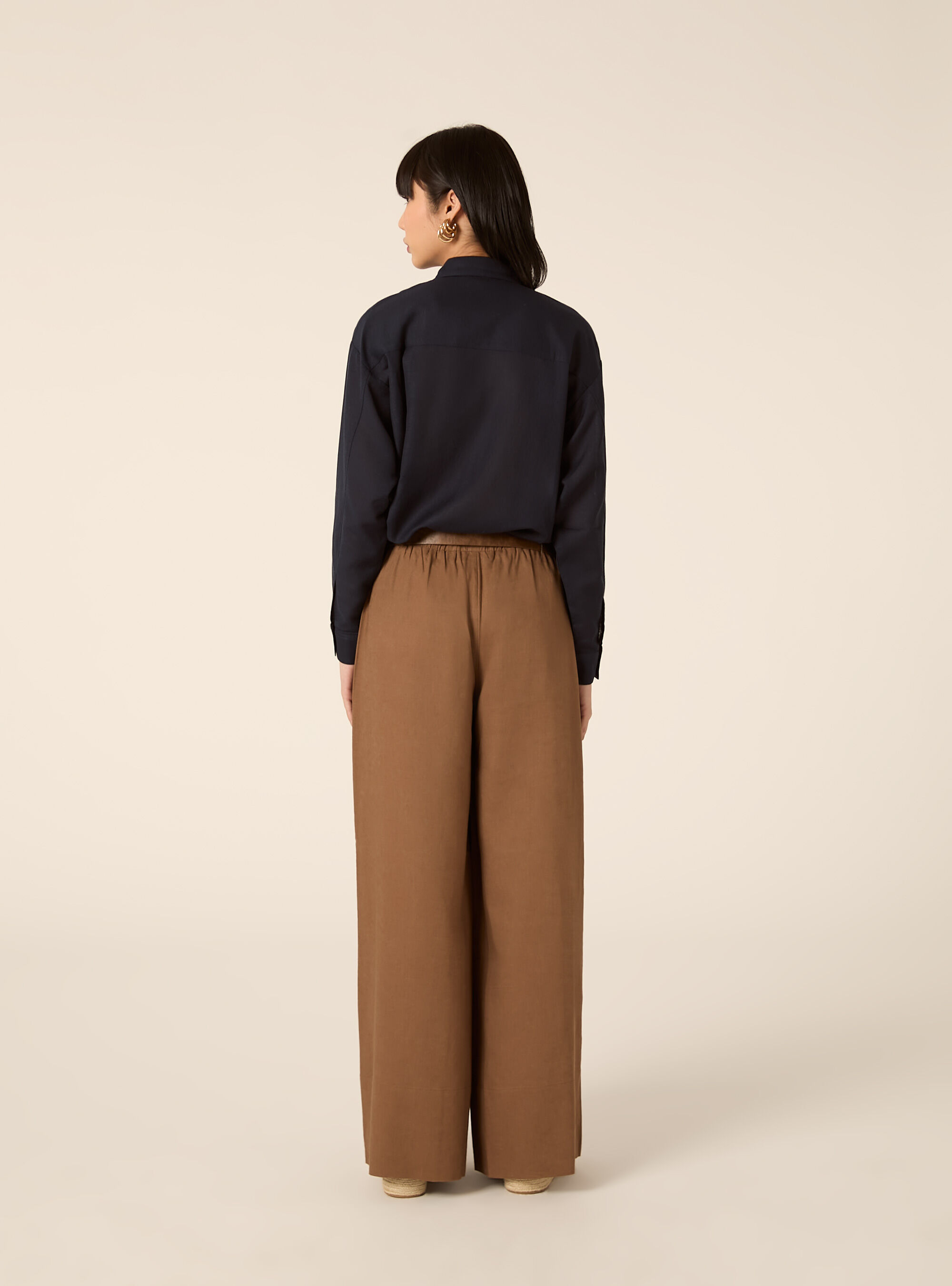 Camicia in misto lino tinta unita, NA1 NAVY DARK