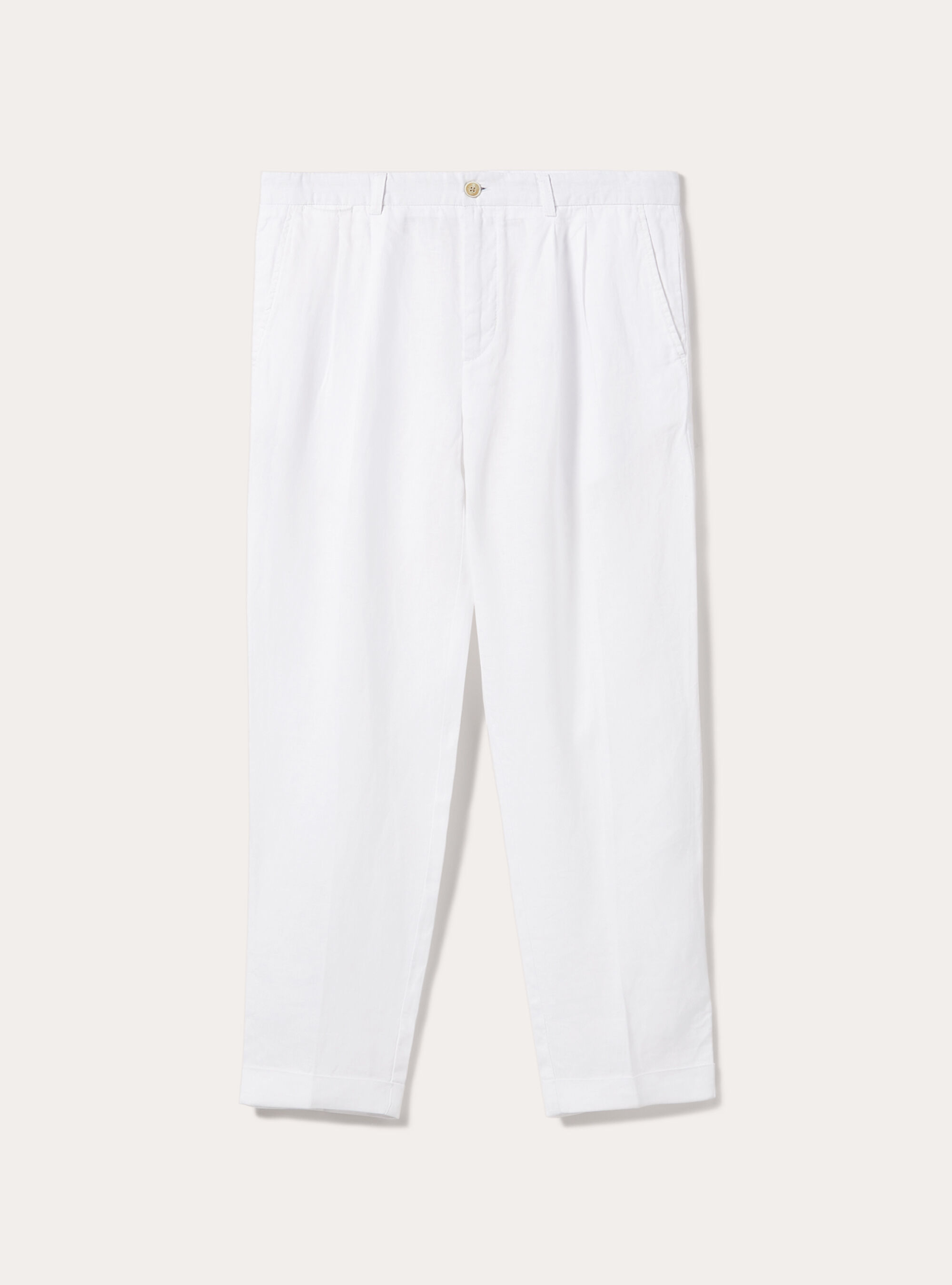 Pure linen trousers with pleats, WH2 WHITE