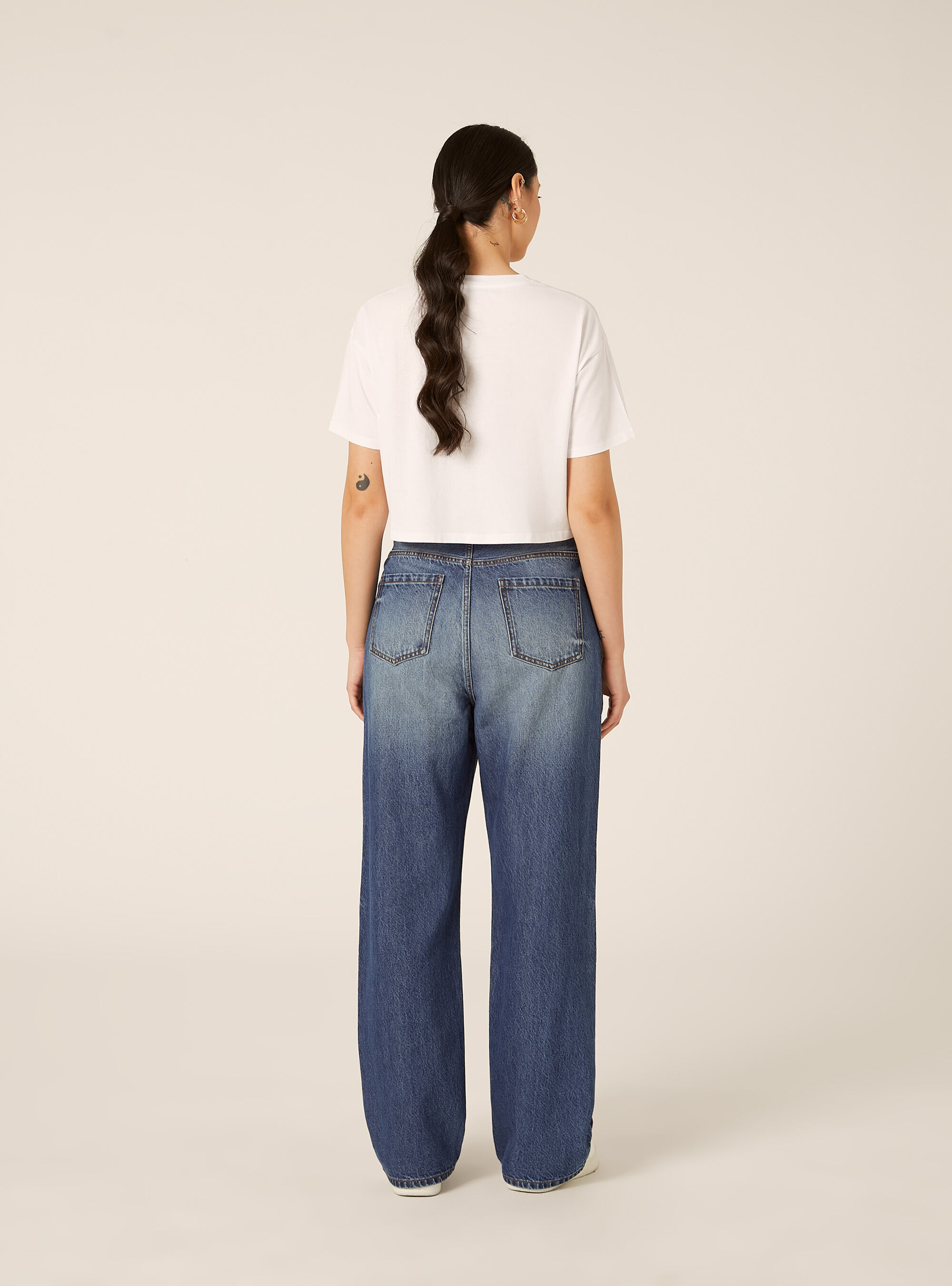 Jeans low wide, D003 MEDIUM BLUE