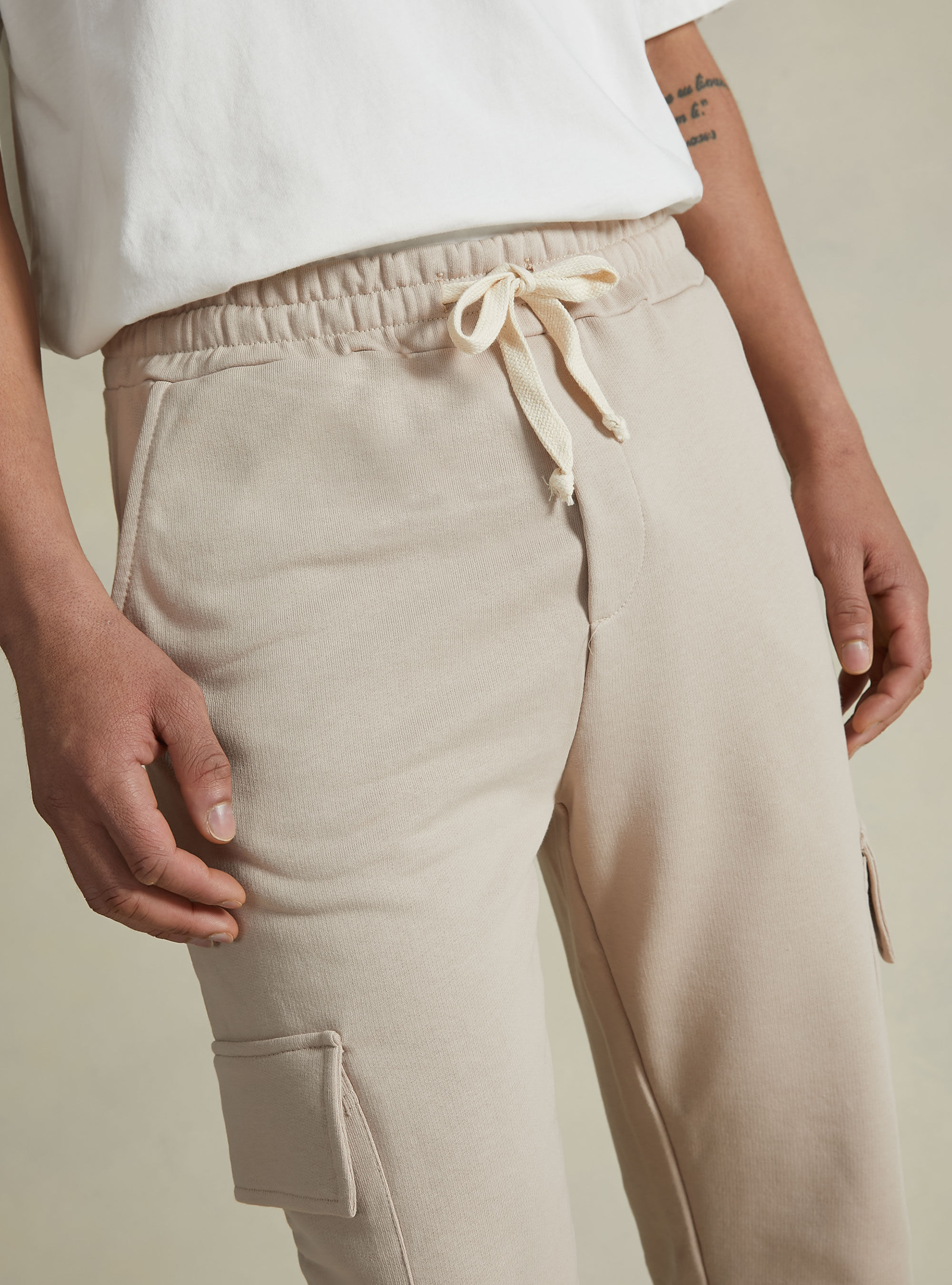 Cotton jogger with pockets, SA2 SAND MEDIUM