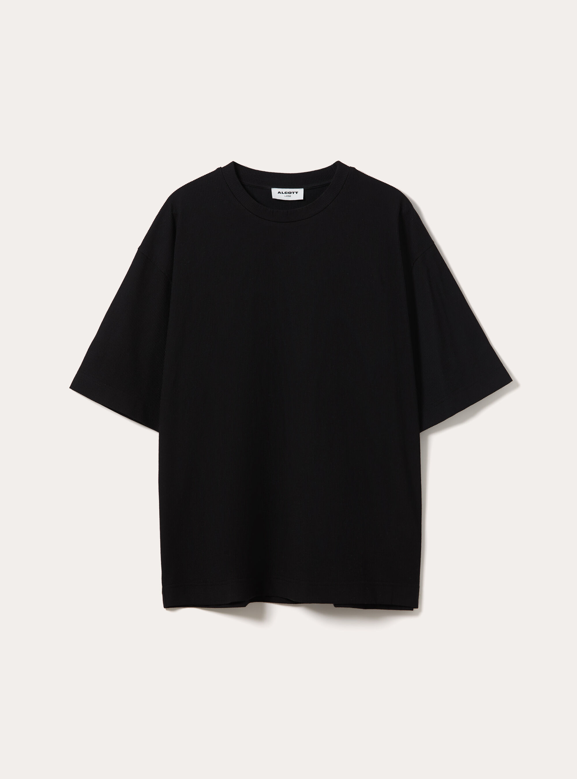 Maglietta boxy fit in Tessuto Strutturato, NERO