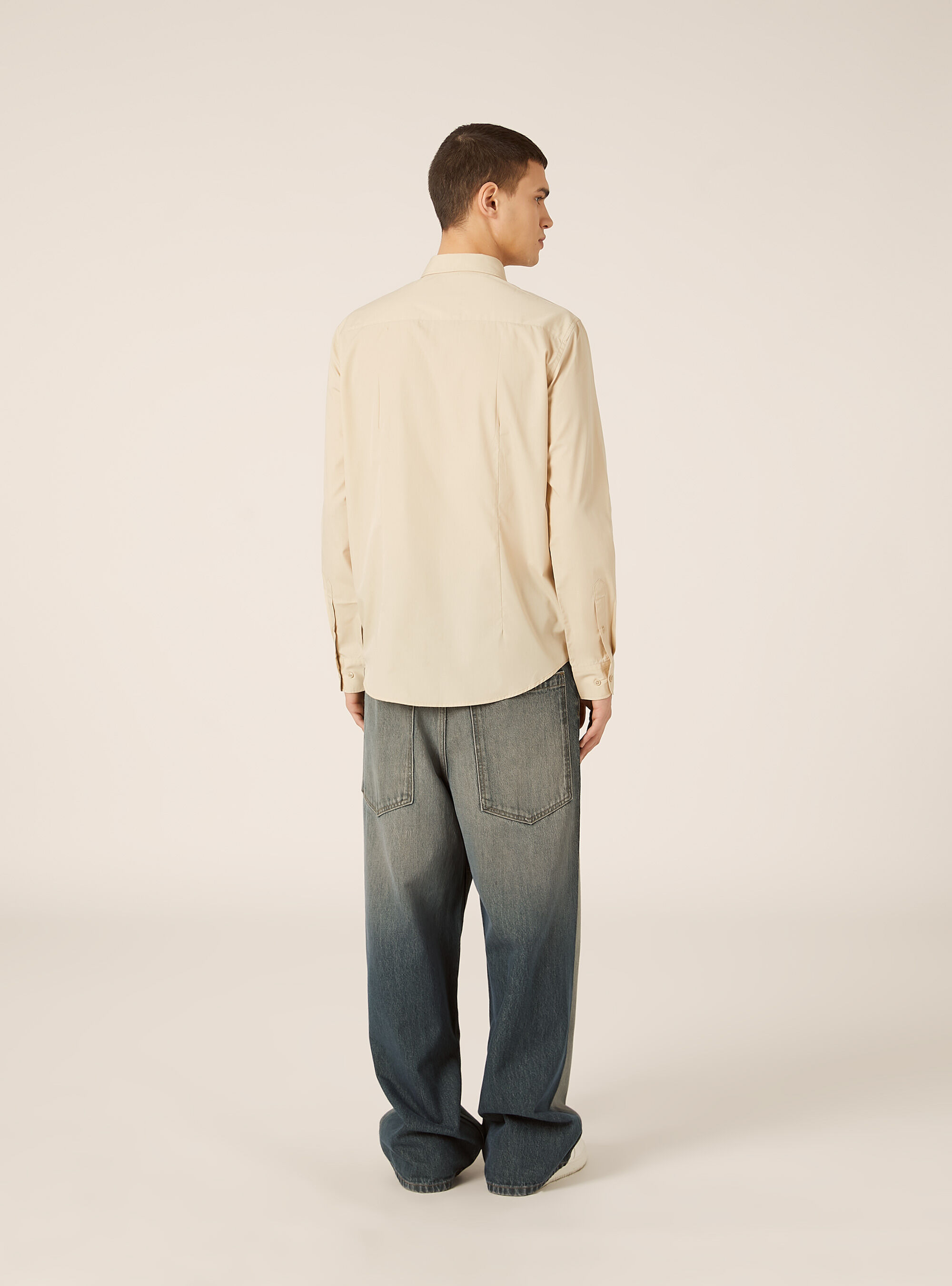 Camicia a manica lunga in tinta unita, BG2 BEIGE MEDIUM