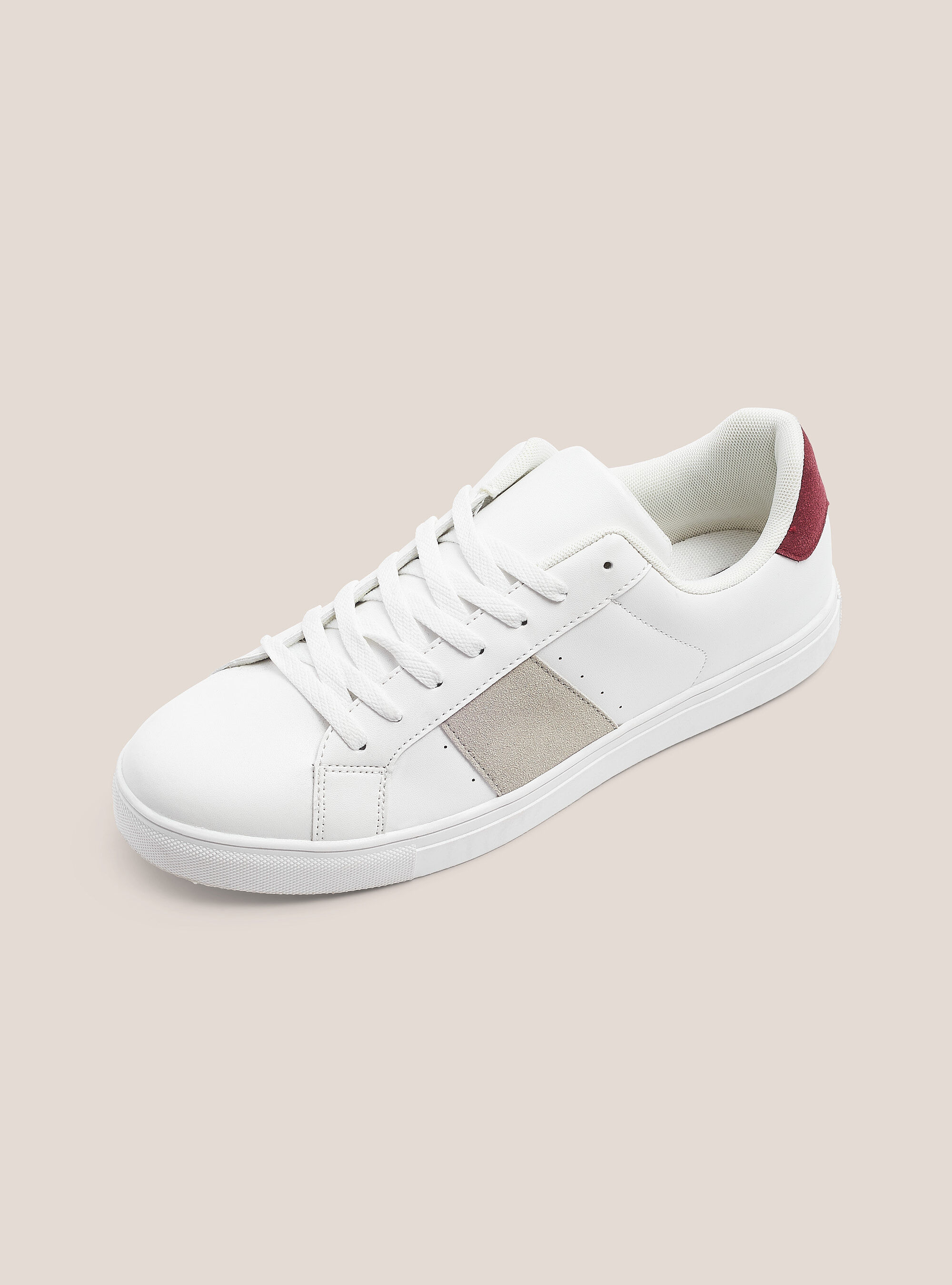 Sneakers con banda laterare a contrasto, BIANCO