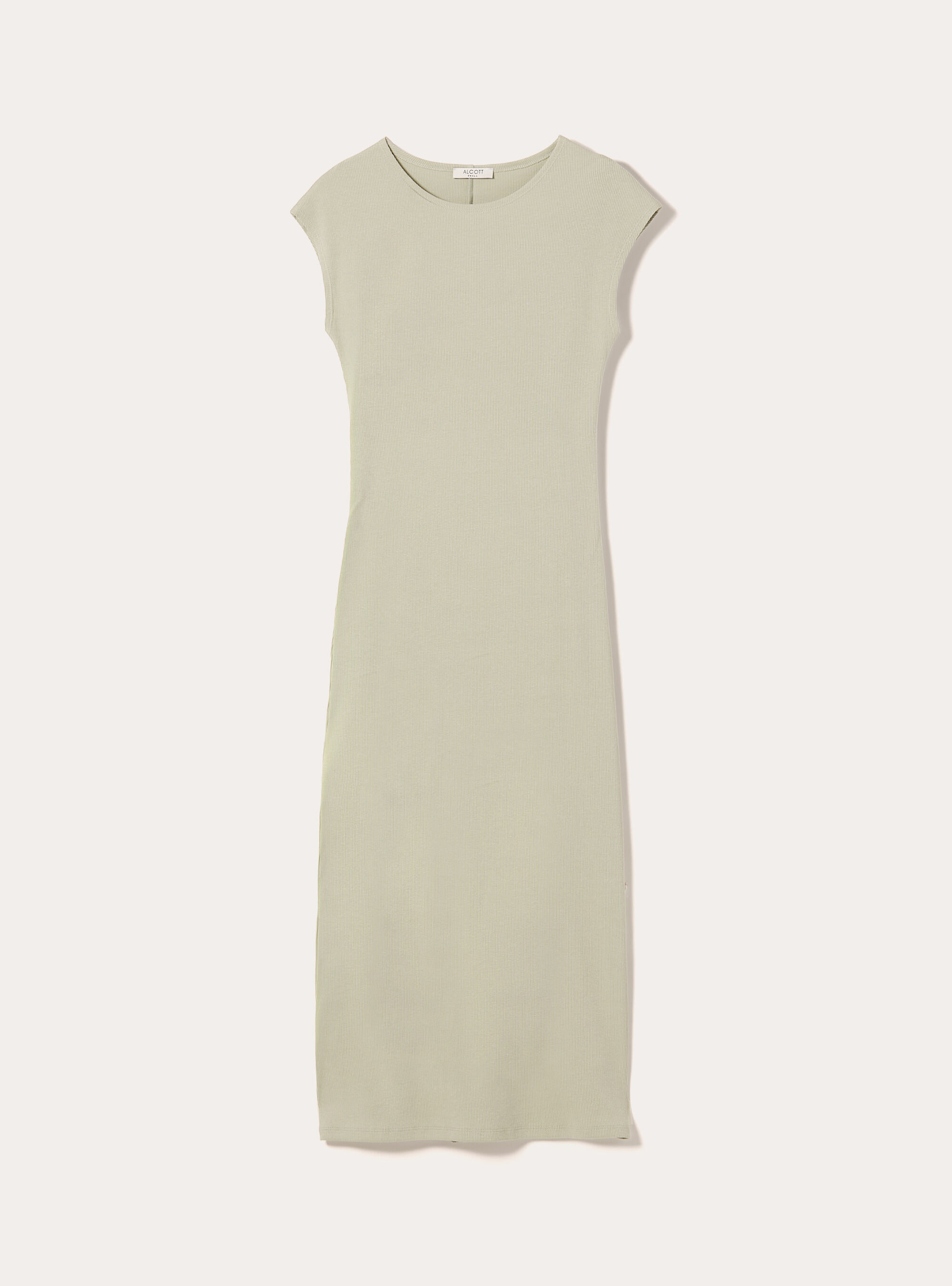 Eng anliegendes geripptes Kleid, SG3 SAGE LIGHT