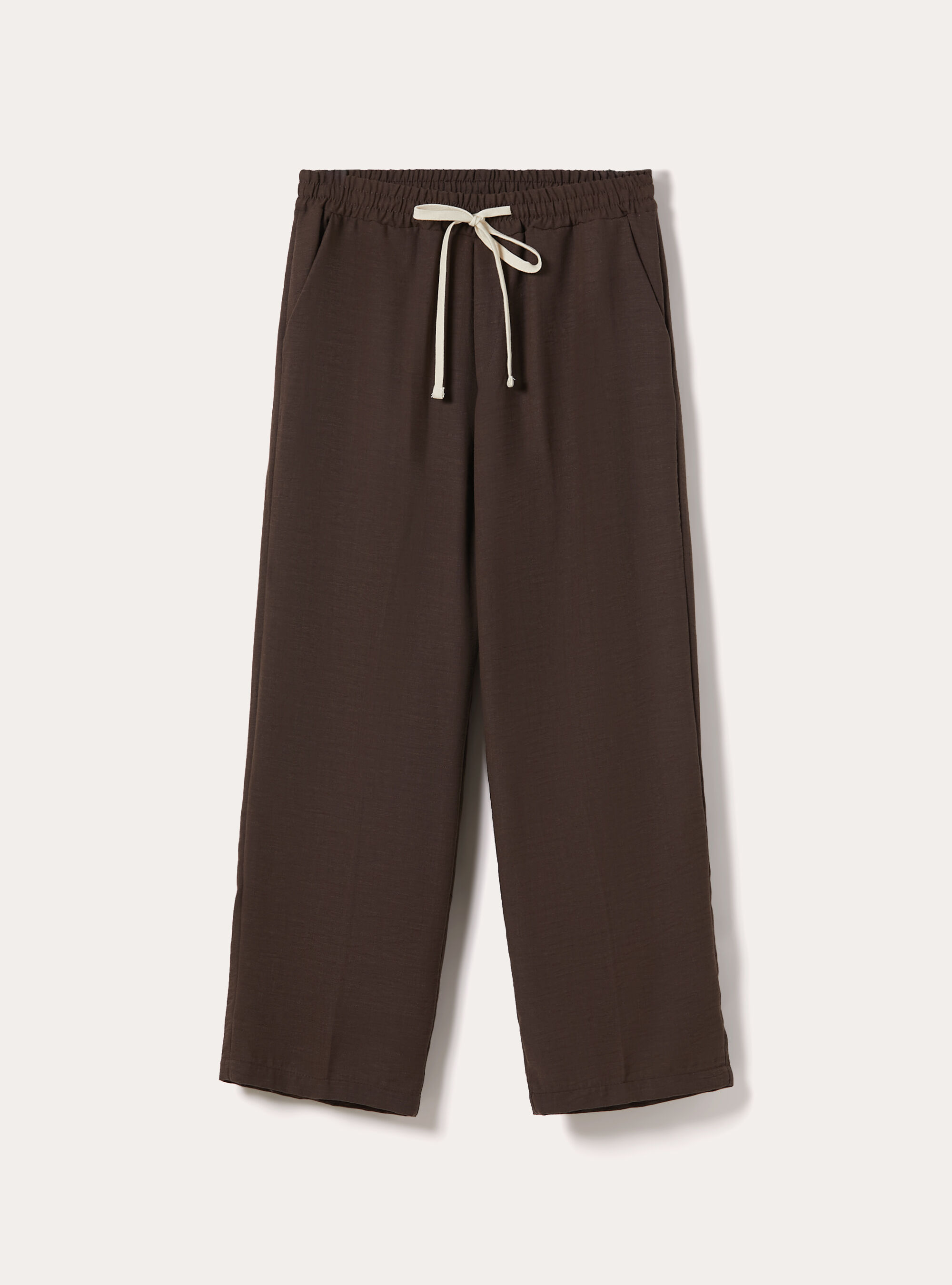 Pantalon Jambe Droite en Tissu Flamm&eacute;, BG2 BEIGE MEDIUM