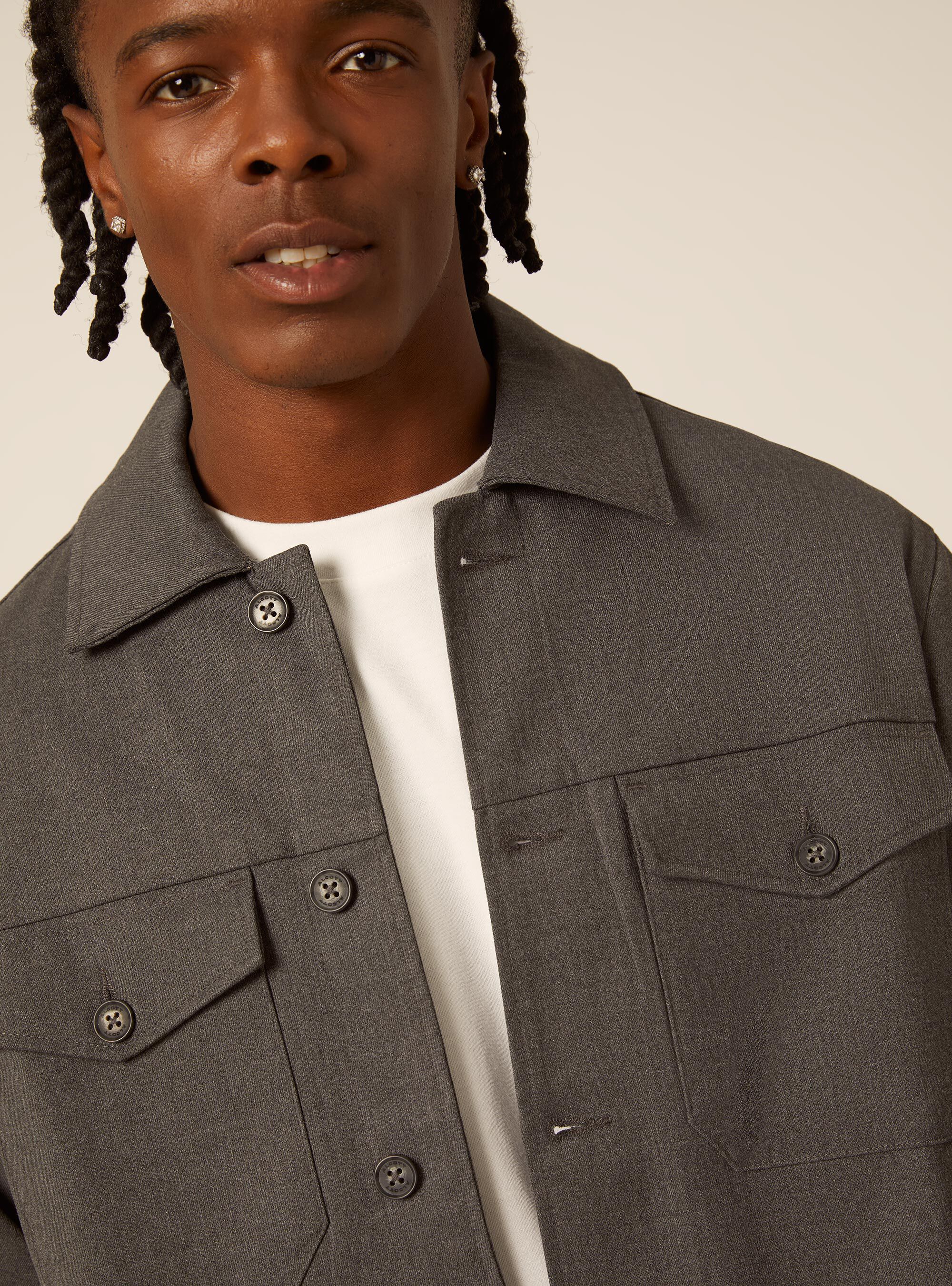 Hemdjacke mit pattentaschen, MGY1 GREY MEL DARK